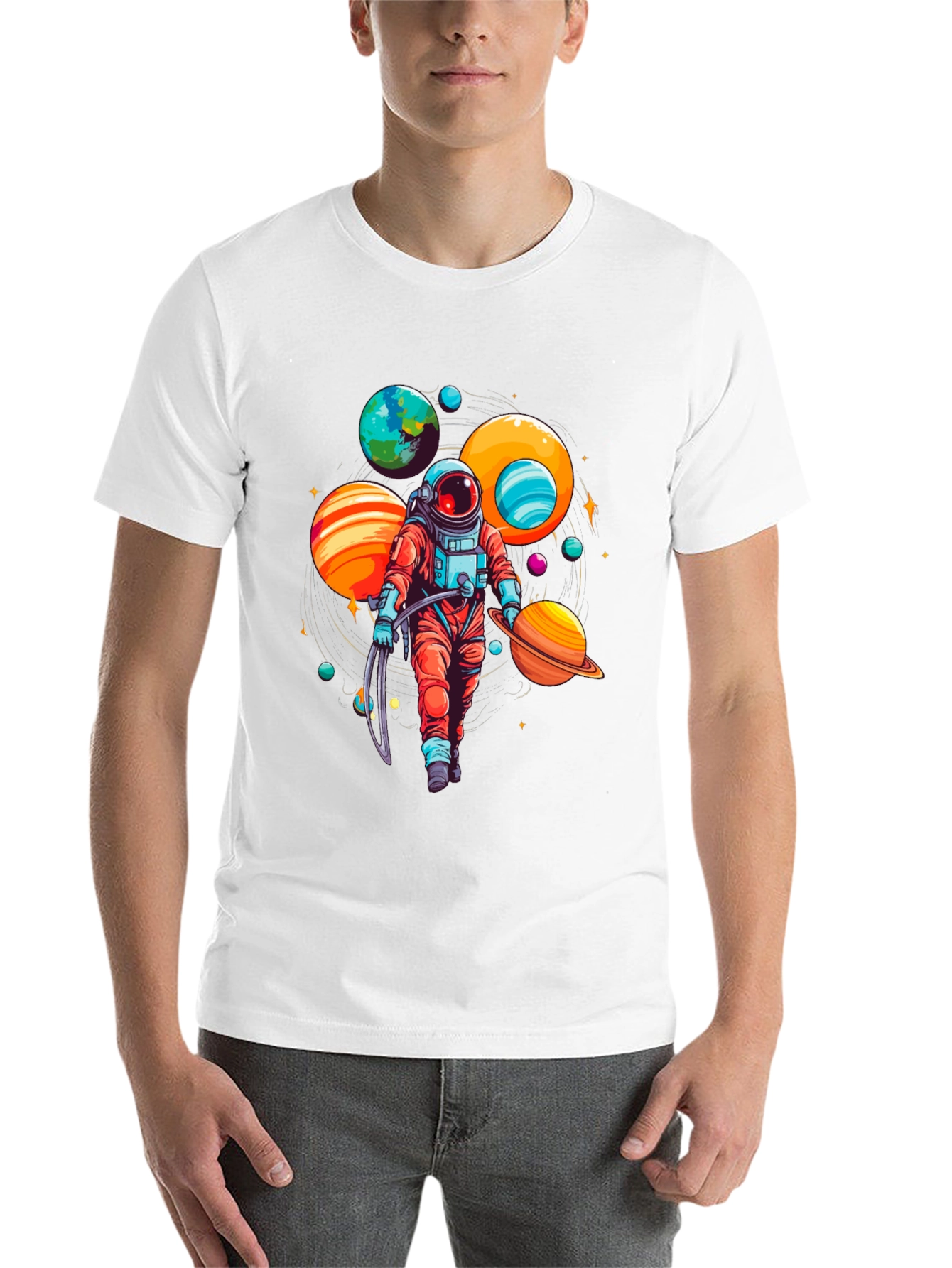 Black Astronaut Planets Graphic Tee - Space Lover T-Shirt view 14
