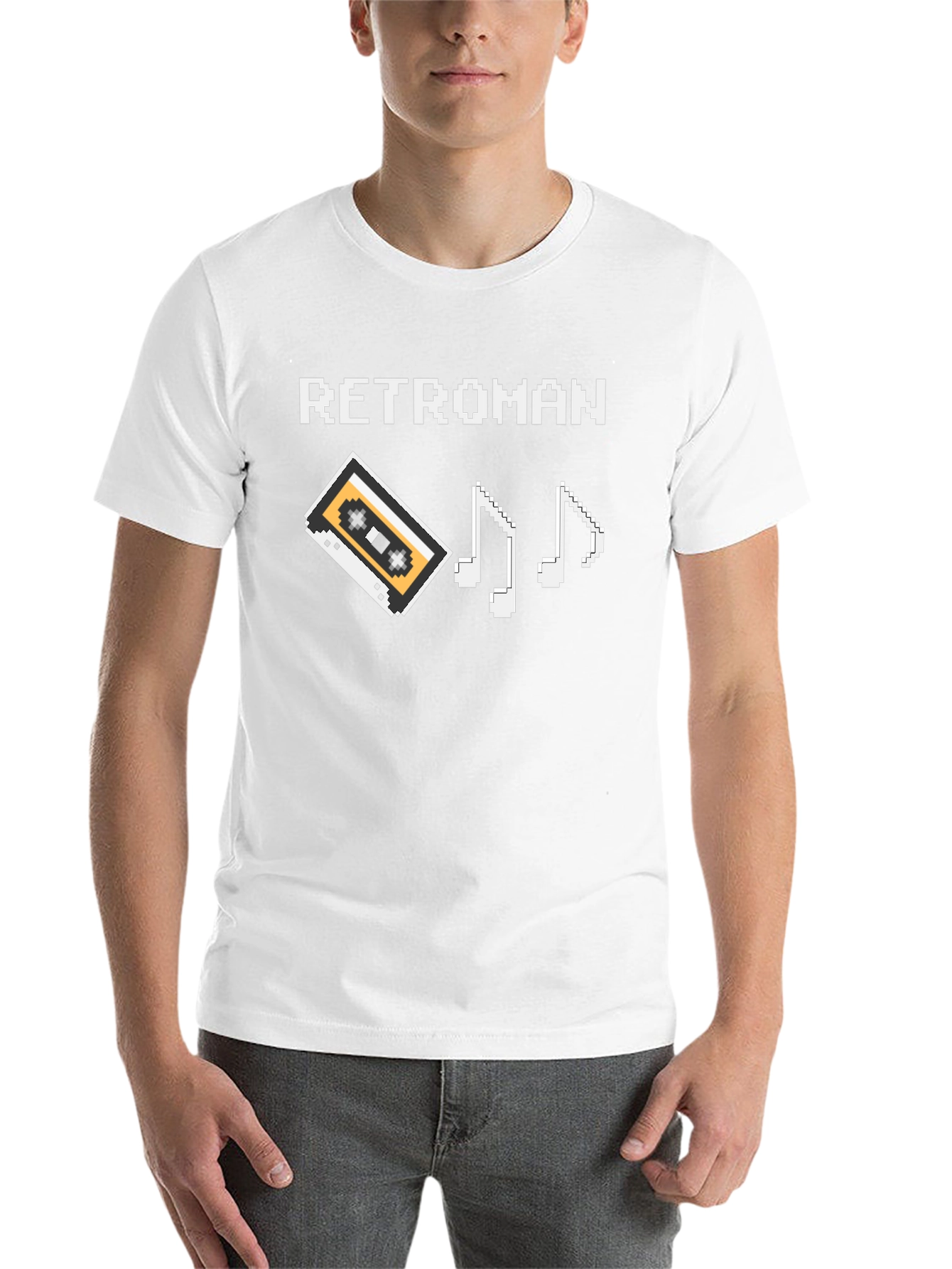 Retroman Black Pixel Cassette & Music Notes T-Shirt - 14