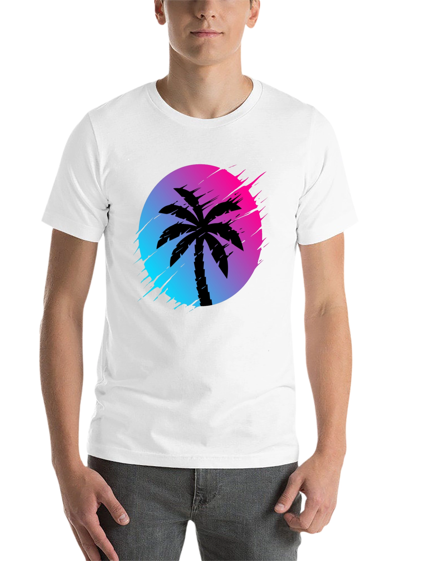 Black Retro Palm Tree Graphic Tee - Black view 14