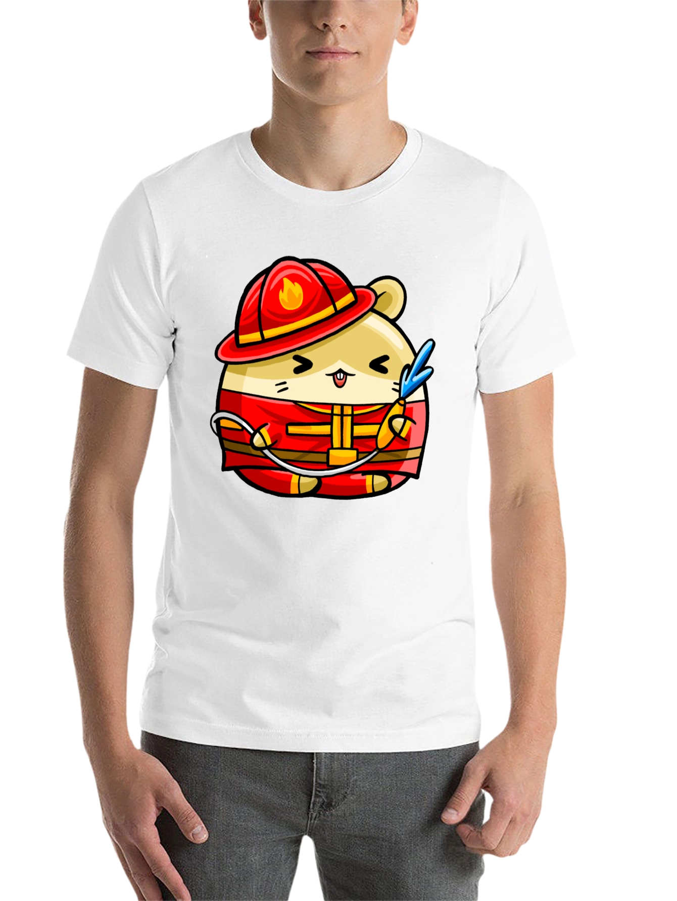 Black Firefighter Hamster Graphic Tee - Black view 14