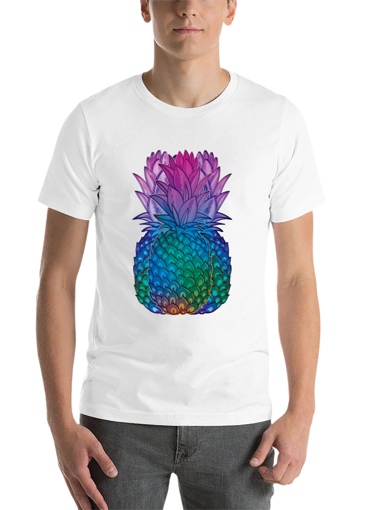 Black Rainbow Pineapple Graphic Tee - Unique Design view 14