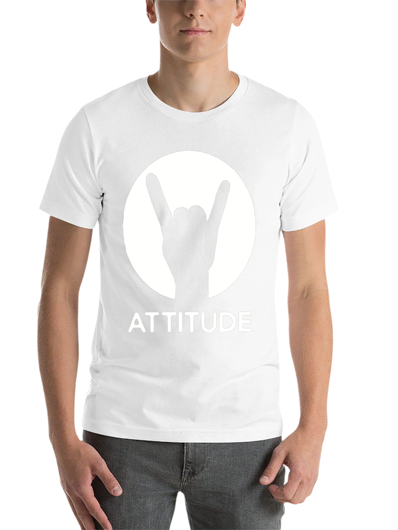 Black Attitude Rock On Hand Graphic Tee - Black view 14