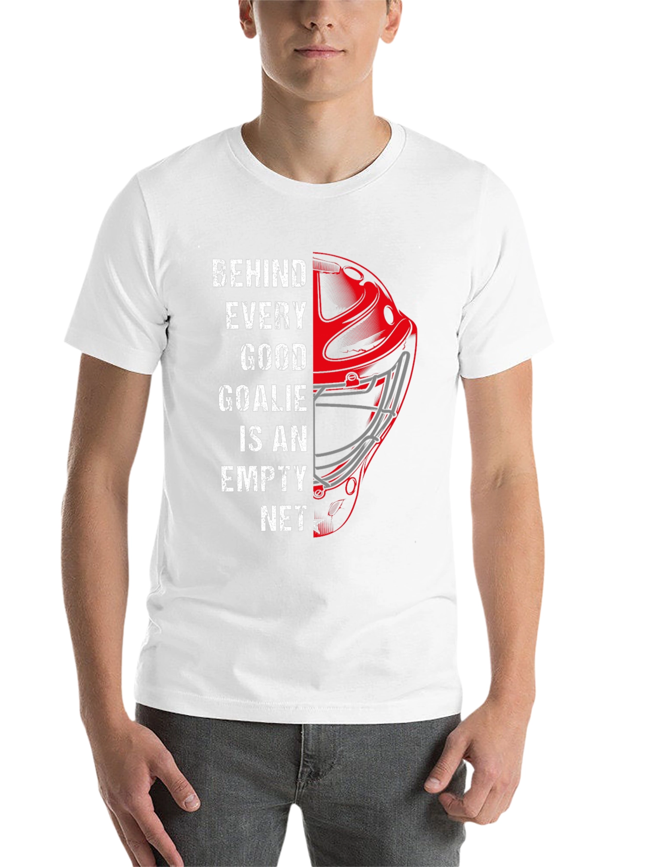 Black Funny Hockey Goalie T-Shirt - Empty Net Design view 14