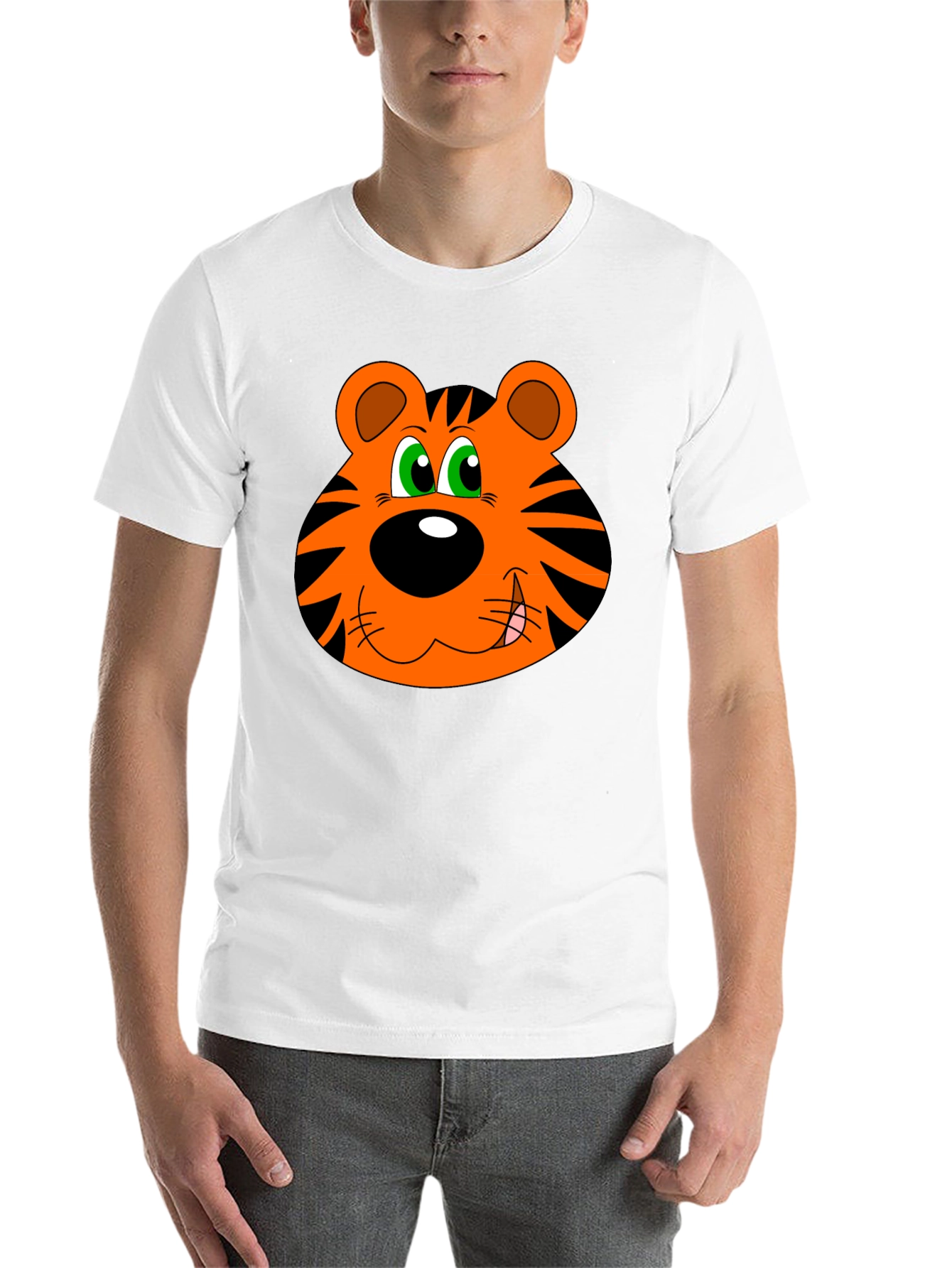 Black Cartoon Tiger Graphic T-Shirt - Black view 14