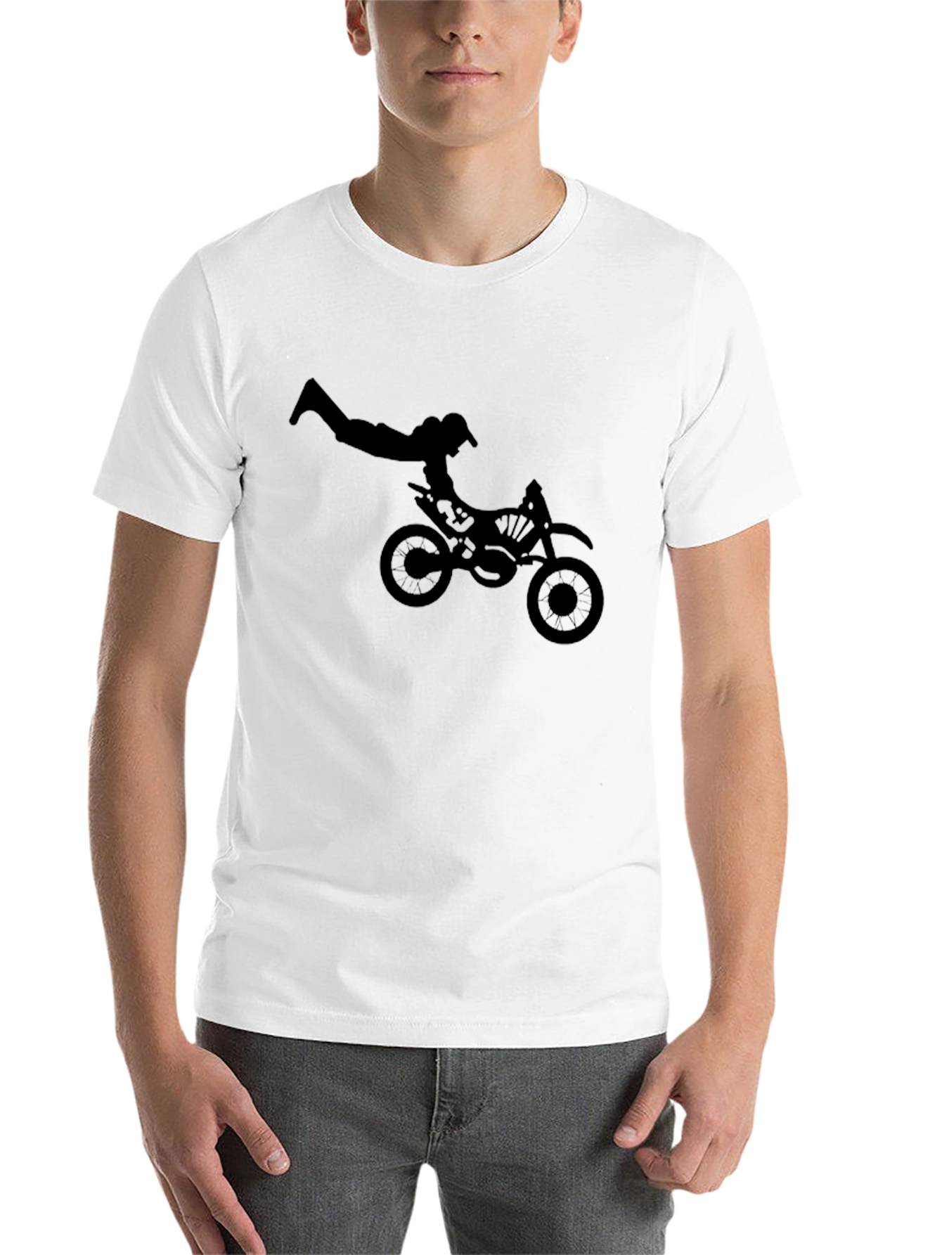 Black Black Graphic Tee: Motocross Stunt Design view 14