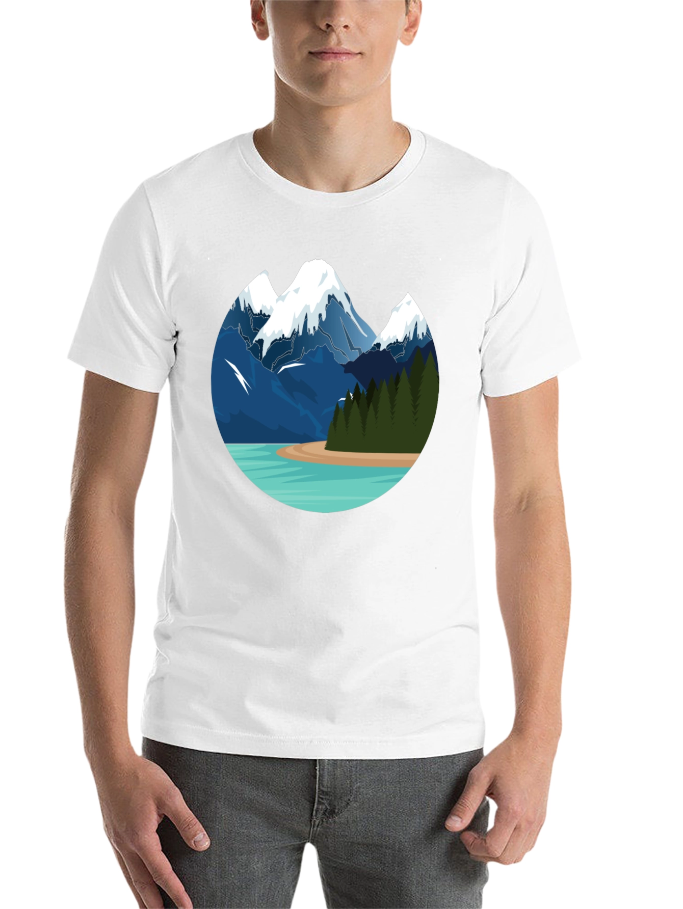 Black Mountain Lake Graphic Tee - Black Cotton T-Shirt view 14