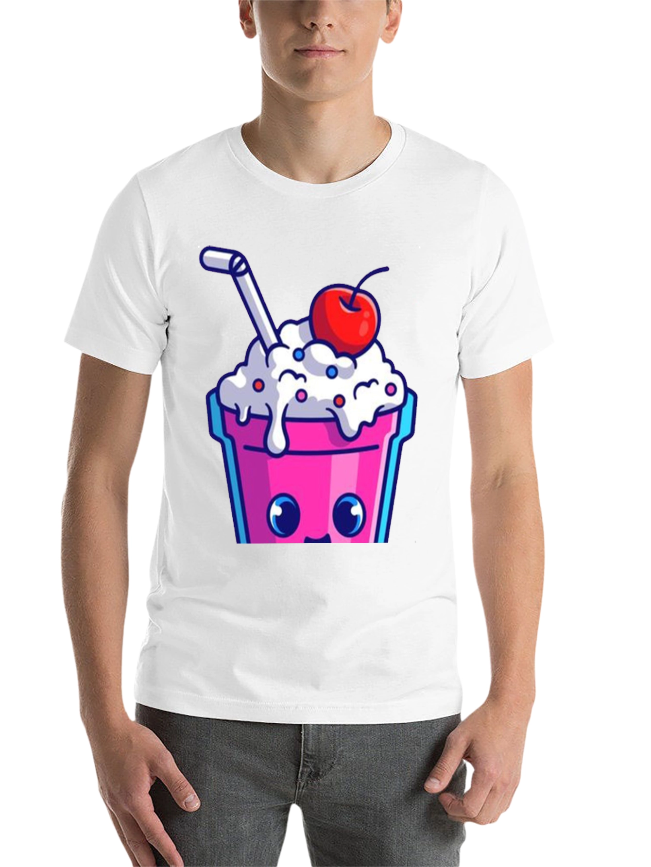 Black Cute Kawaii Milkshake Graphic Tee - Fun Style view 14