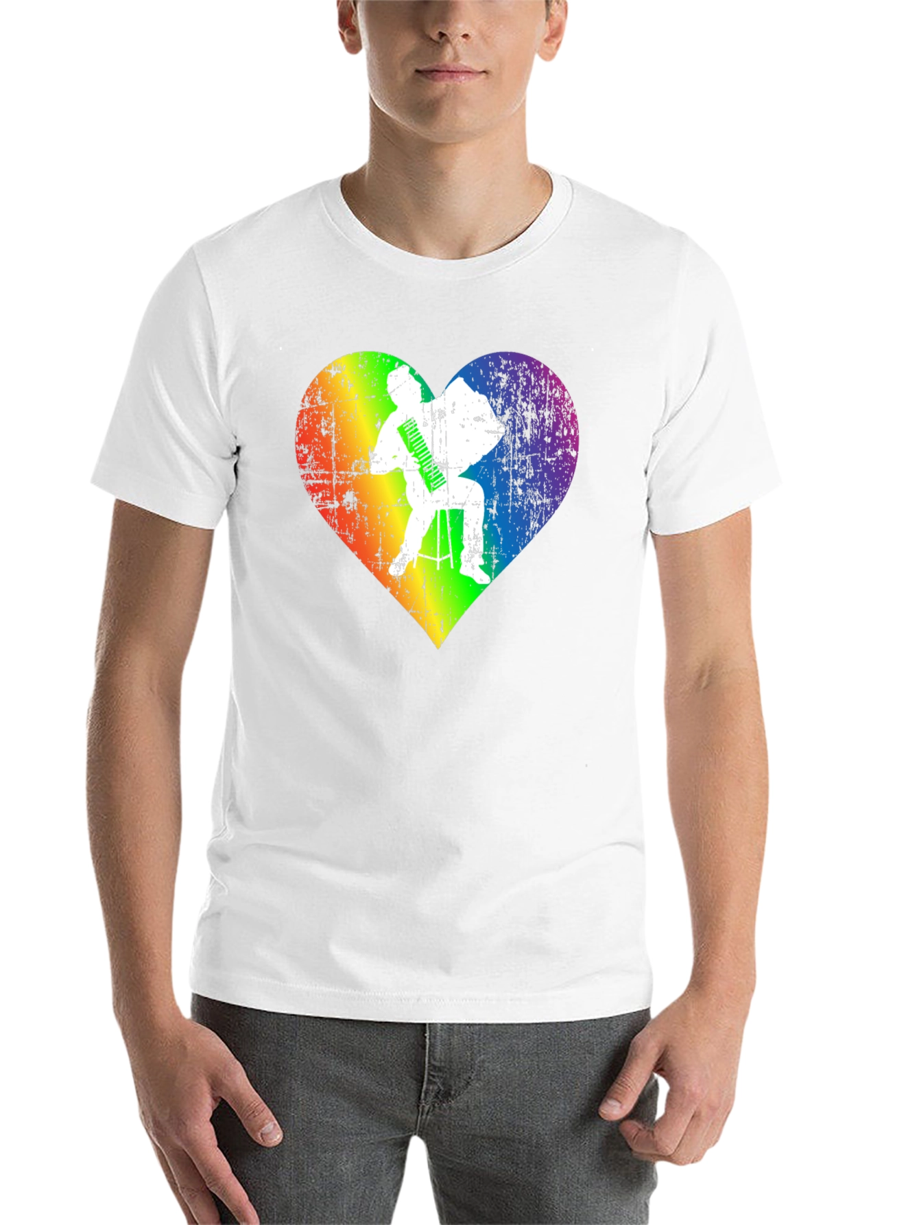 Black Rainbow Heart Accordion Player T-Shirt view 14