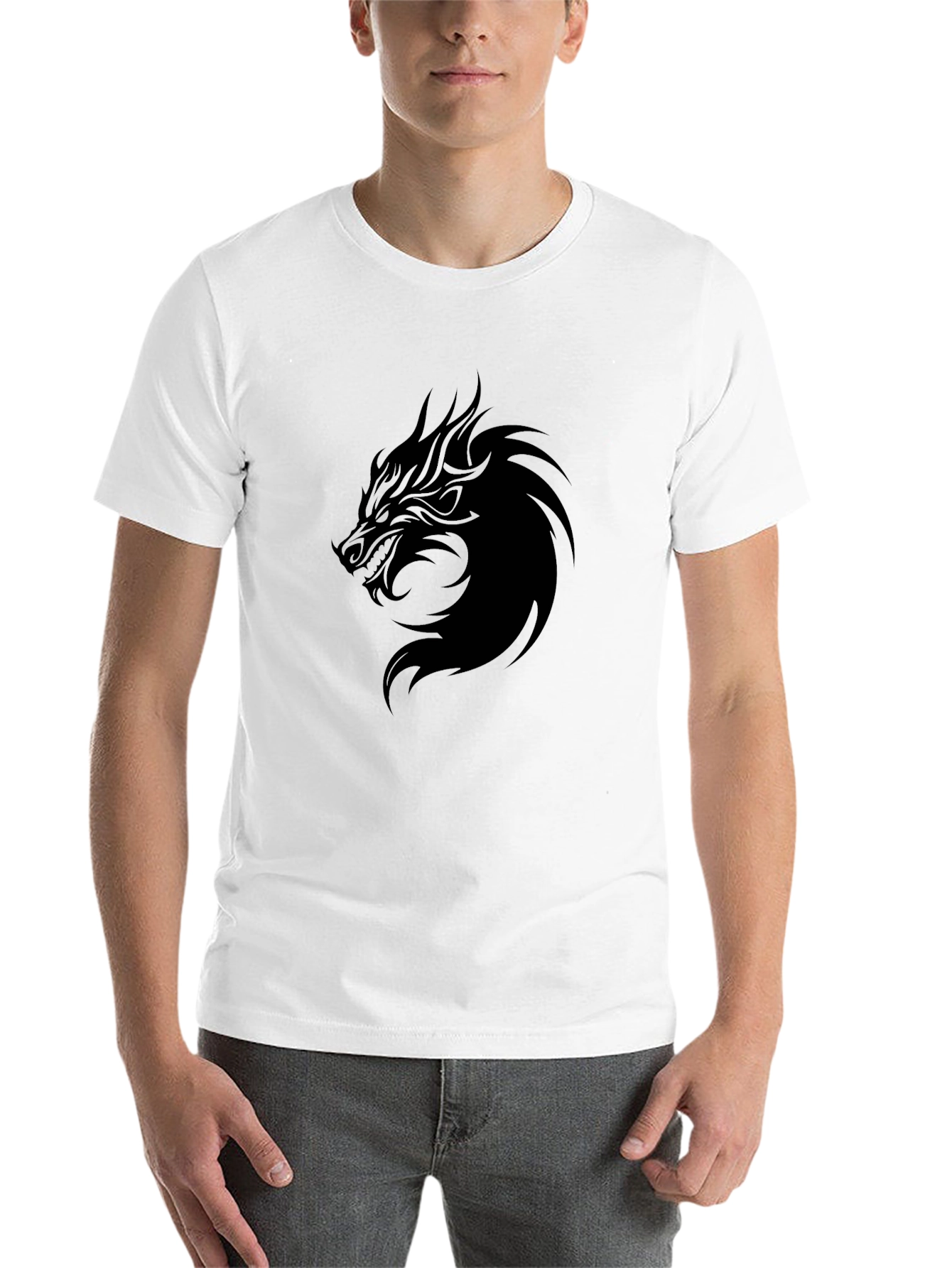 Black Men's Black Dragon Graphic T-Shirt view 14