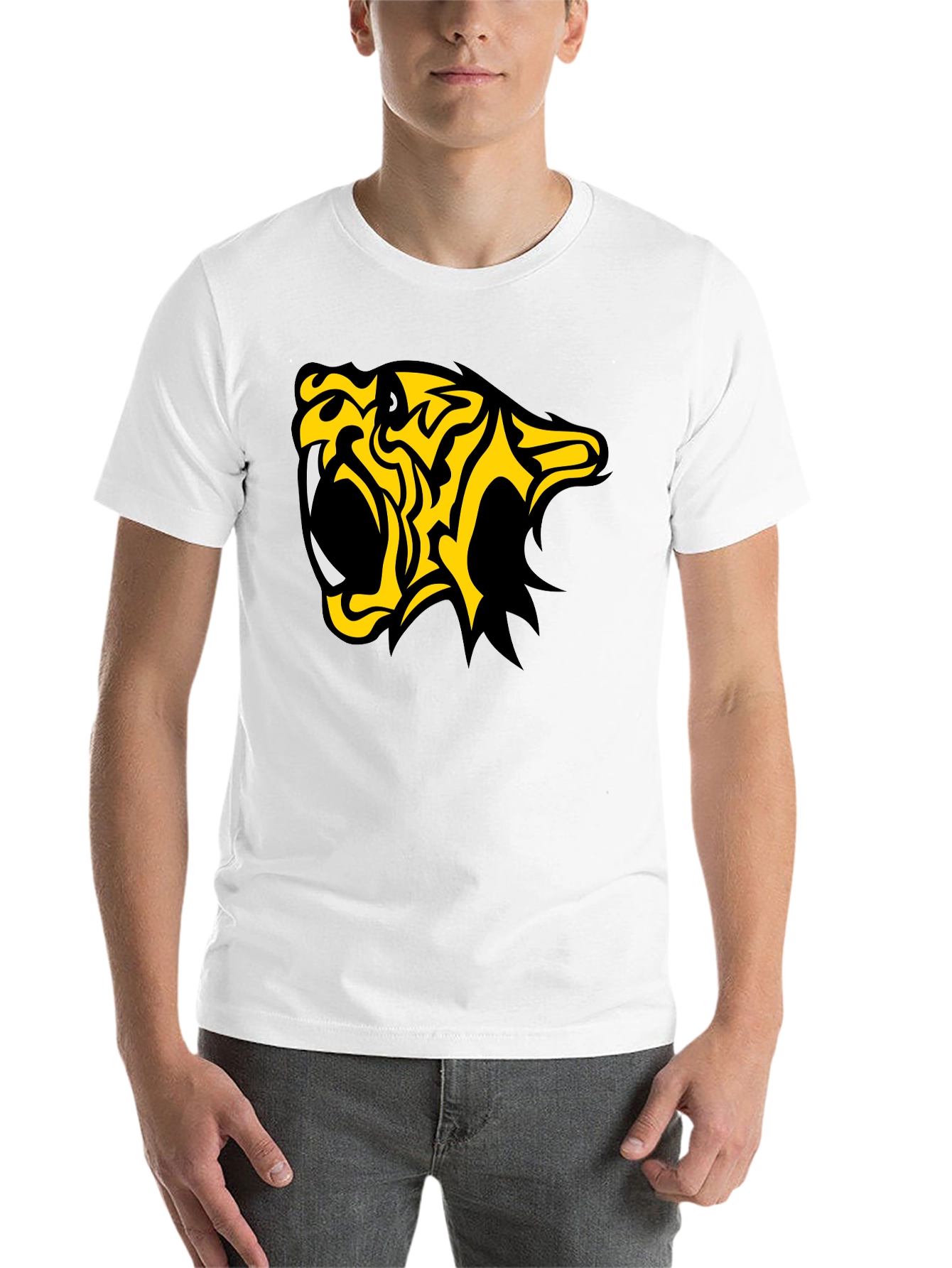Black  Fierce Tiger Graphic Tee - Bold Black Cotton T-Shirt view 14