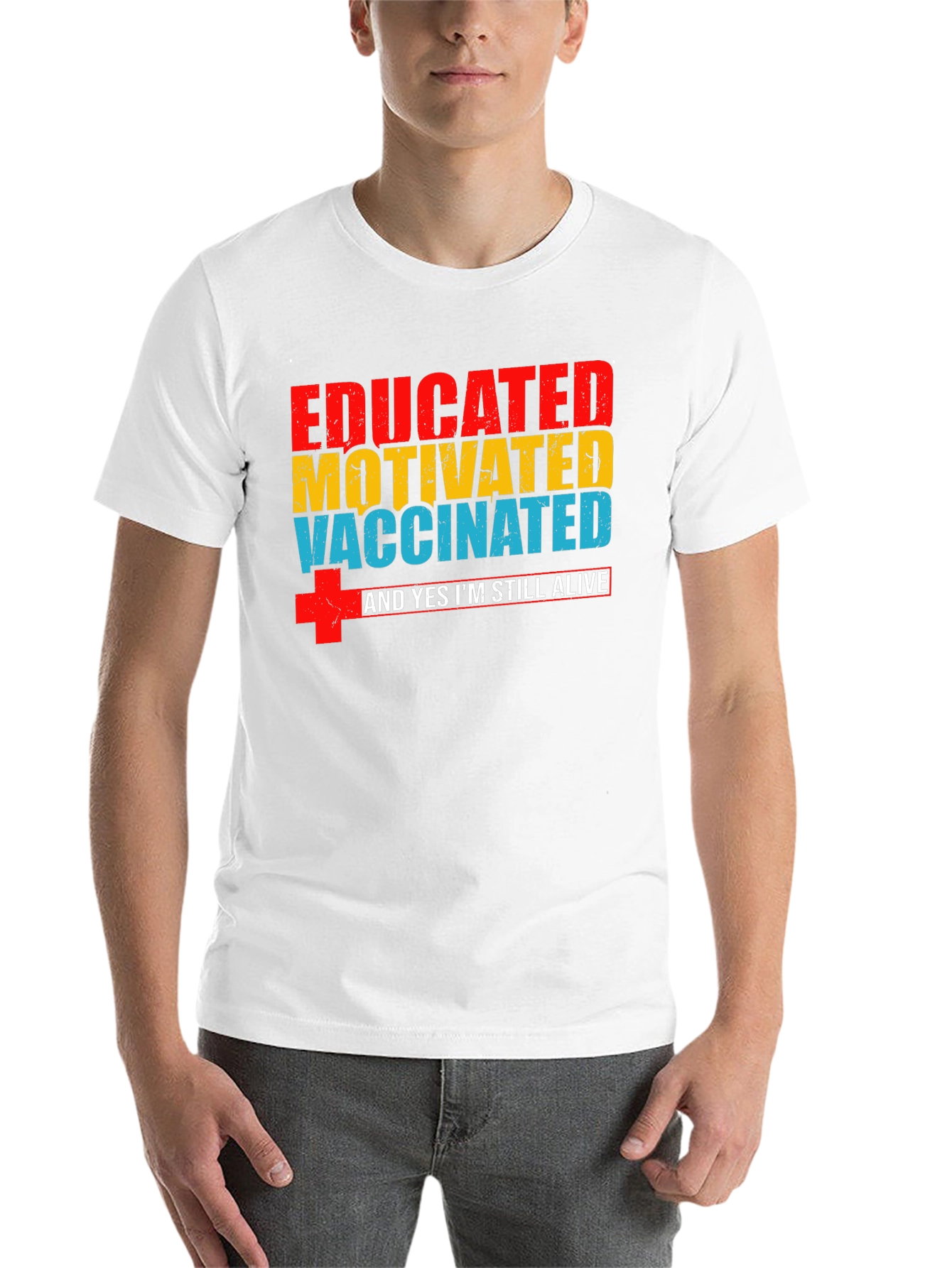 Black Educated Motivated Vaccinated T-Shirt view 14