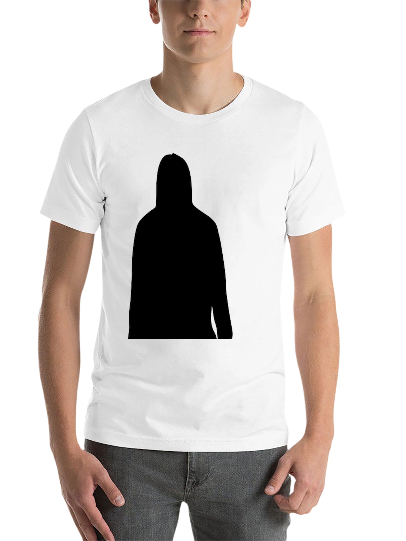Black Men's Black T-Shirt with Silhouette Graphic view 14