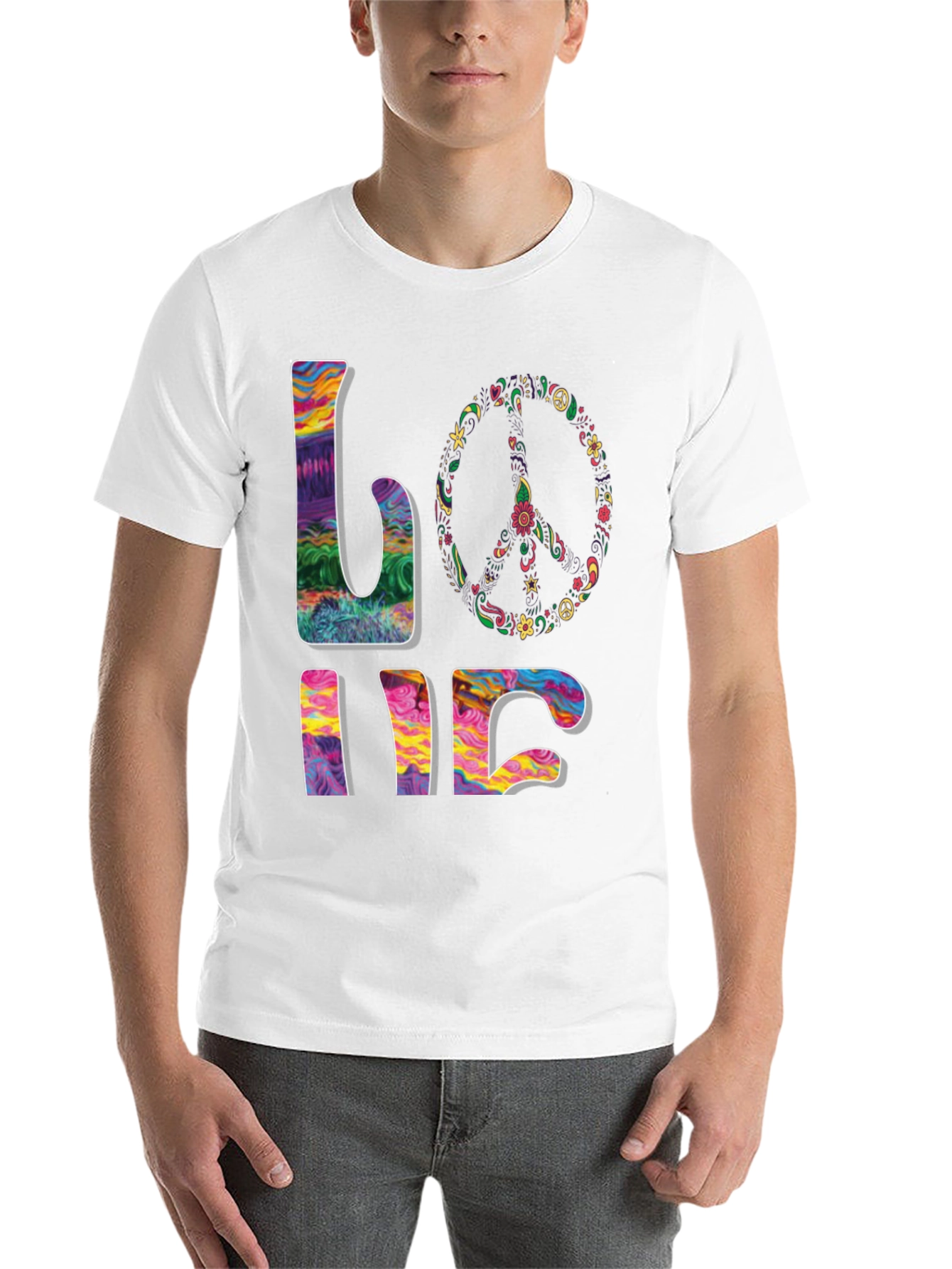 Black Peace & Love Psychedelic T-Shirt view 14