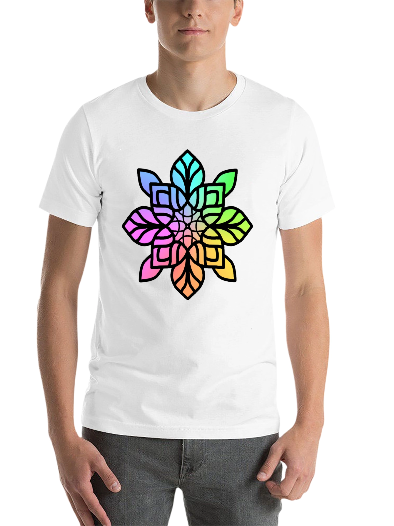 Black Rainbow Mandala Graphic Black Tee view 14