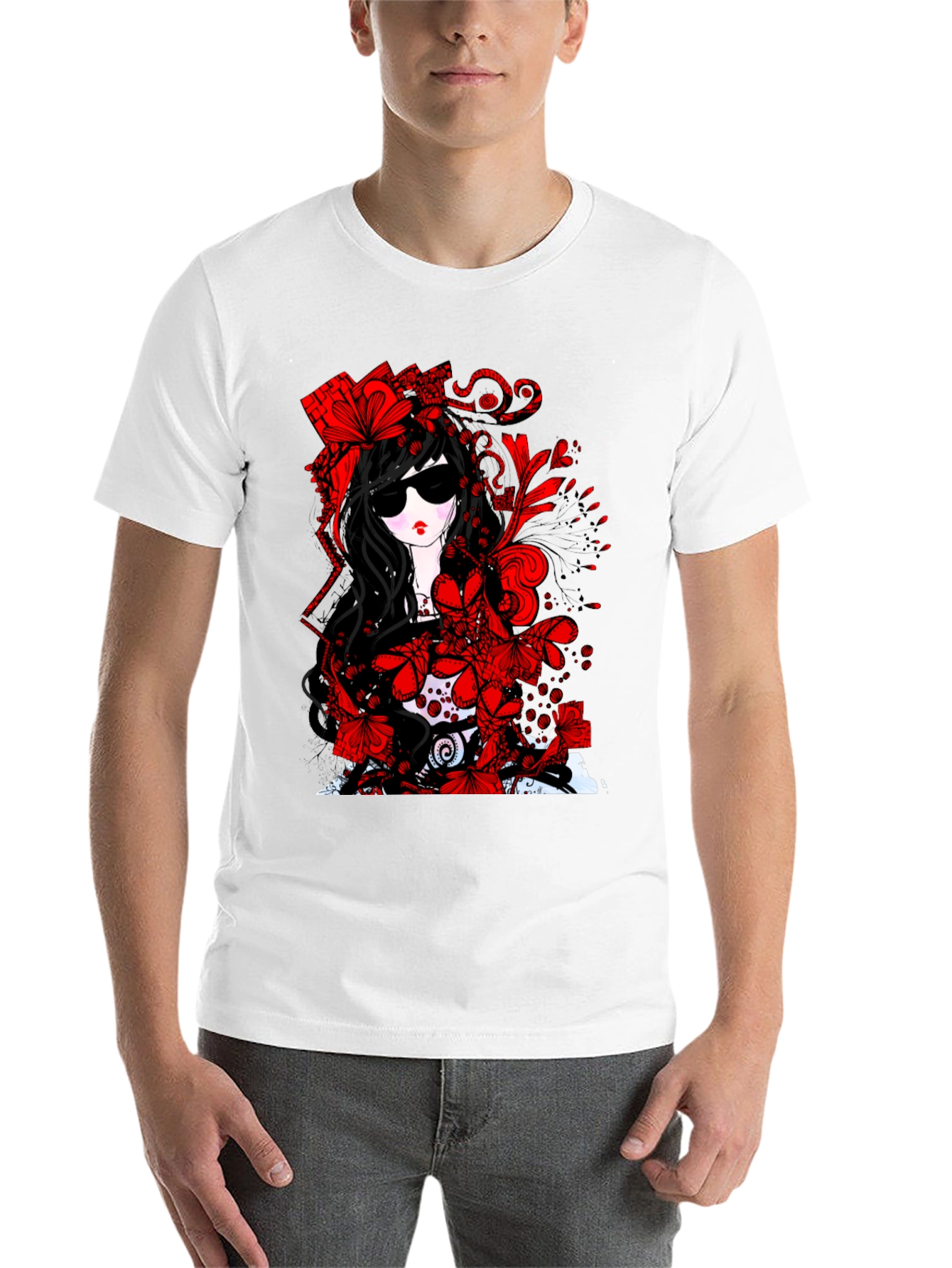 Black Gothic Floral T-Shirt - Dark & Stylish view 14