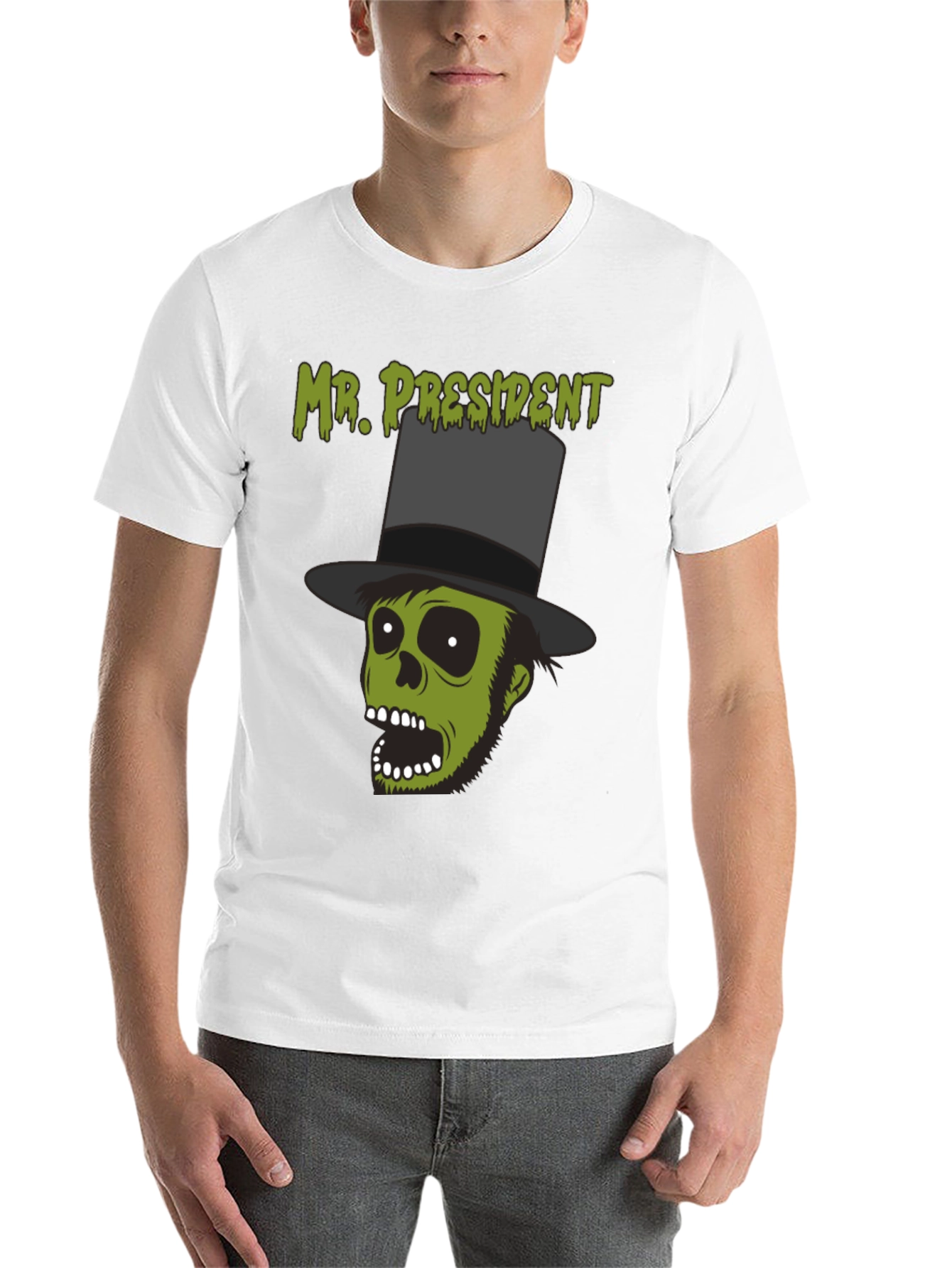 Black Mr. President Zombie Graphic T-Shirt - Halloween Style view 14