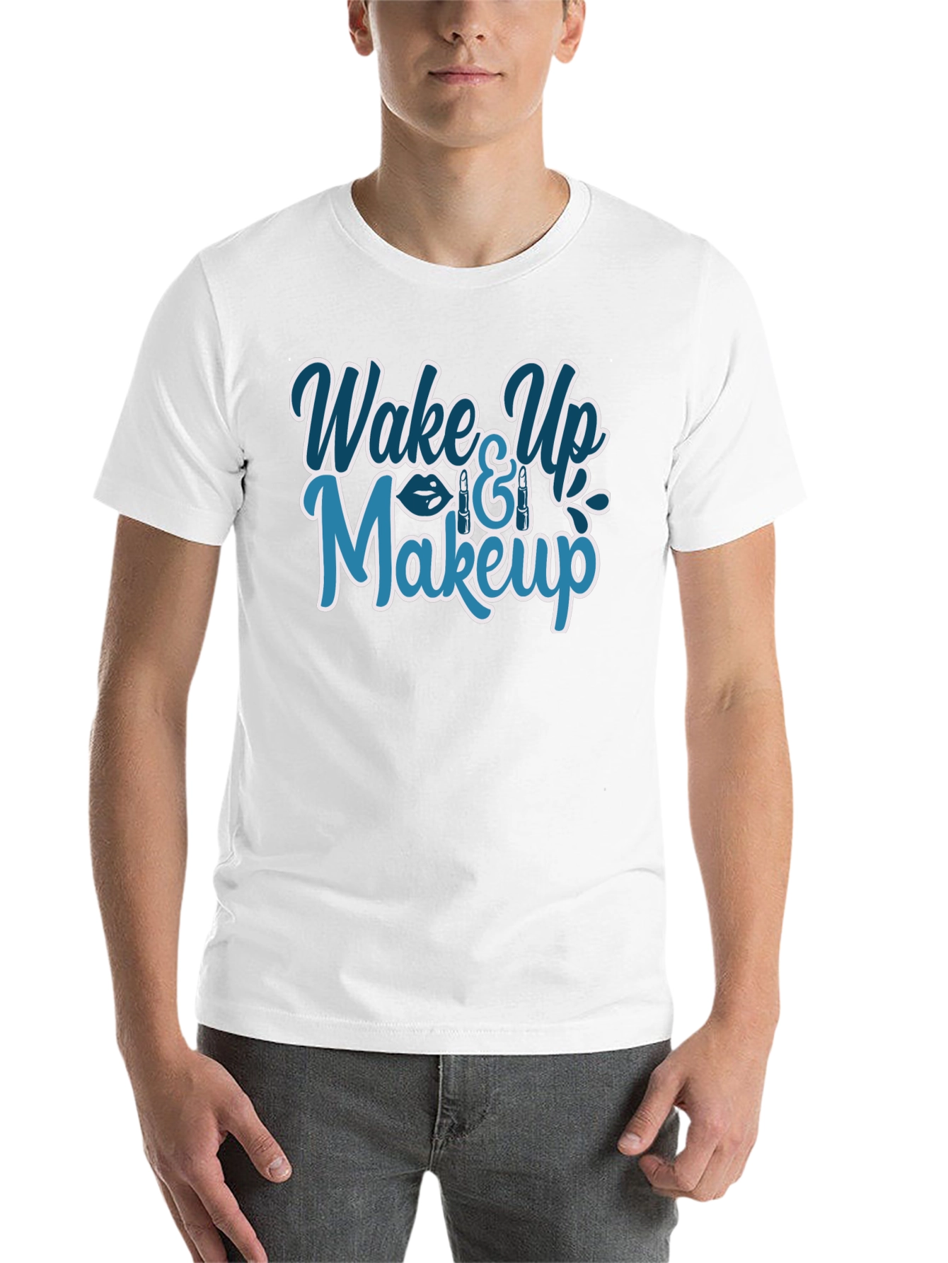 Black Wake Up & Makeup Graphic T-Shirt - Trendy Style view 14