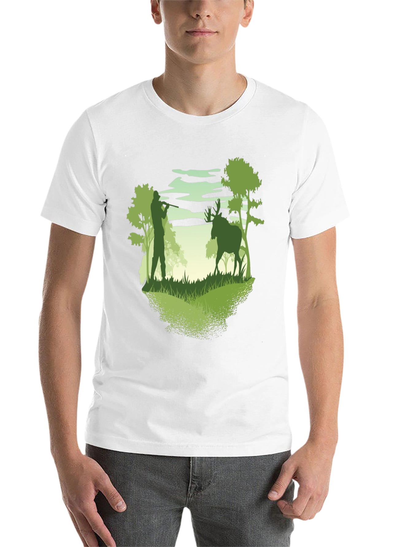 Black Hunter & Deer Graphic Tee - Nature Lover's T-Shirt view 14