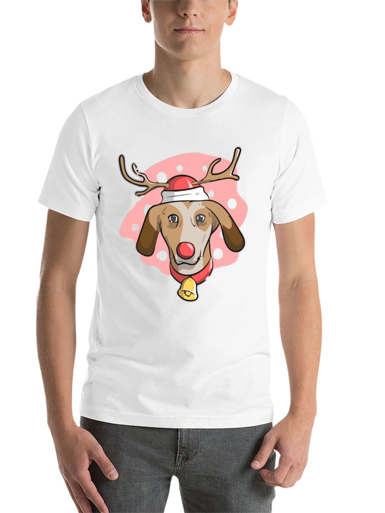 Black Festive Dog Reindeer T-Shirt - Holiday Cheer! view 14
