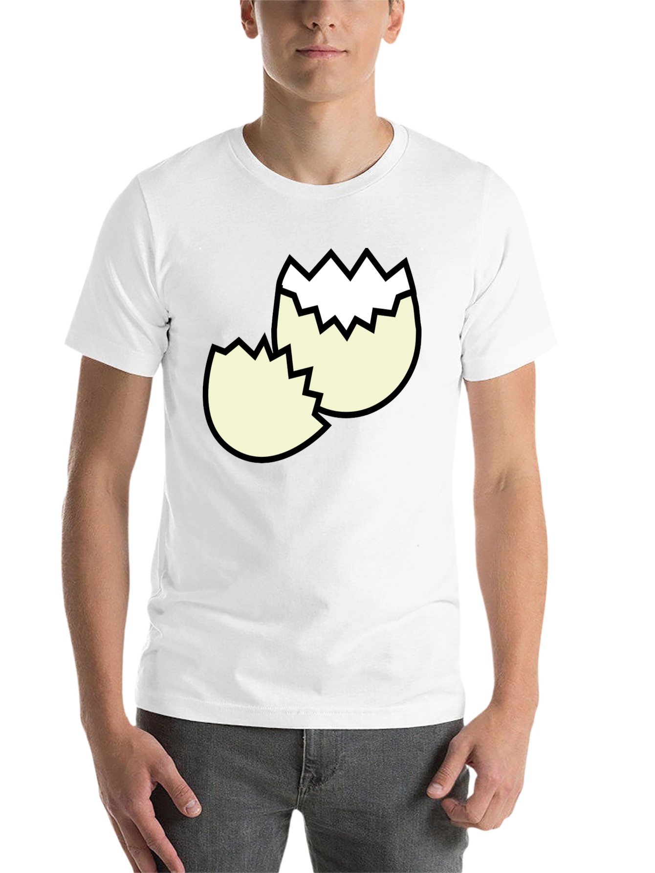 Black Cracked Egg Graphic Tee - Funny Broken Eggshell Design view 14