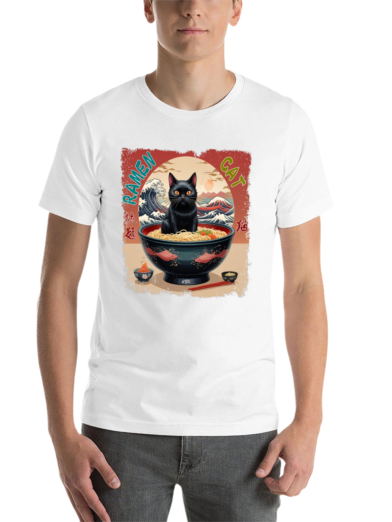 Black Ramen Cat Graphic Tee view 14