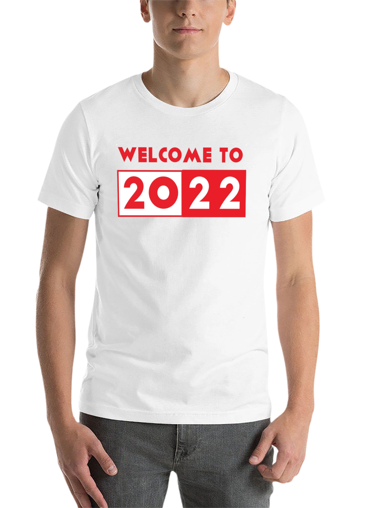 Black Welcome to 2022 T-Shirt - Black Crew Neck view 14