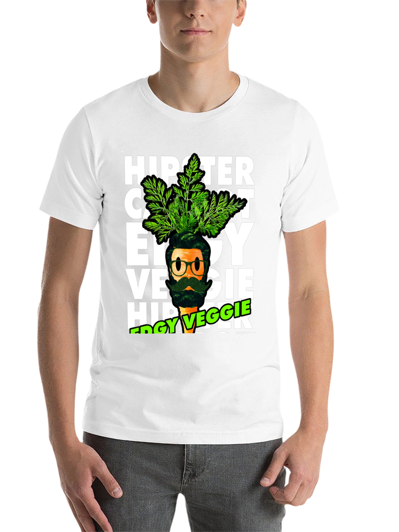 Black Edgy Veggie Hipster T-Shirt view 14