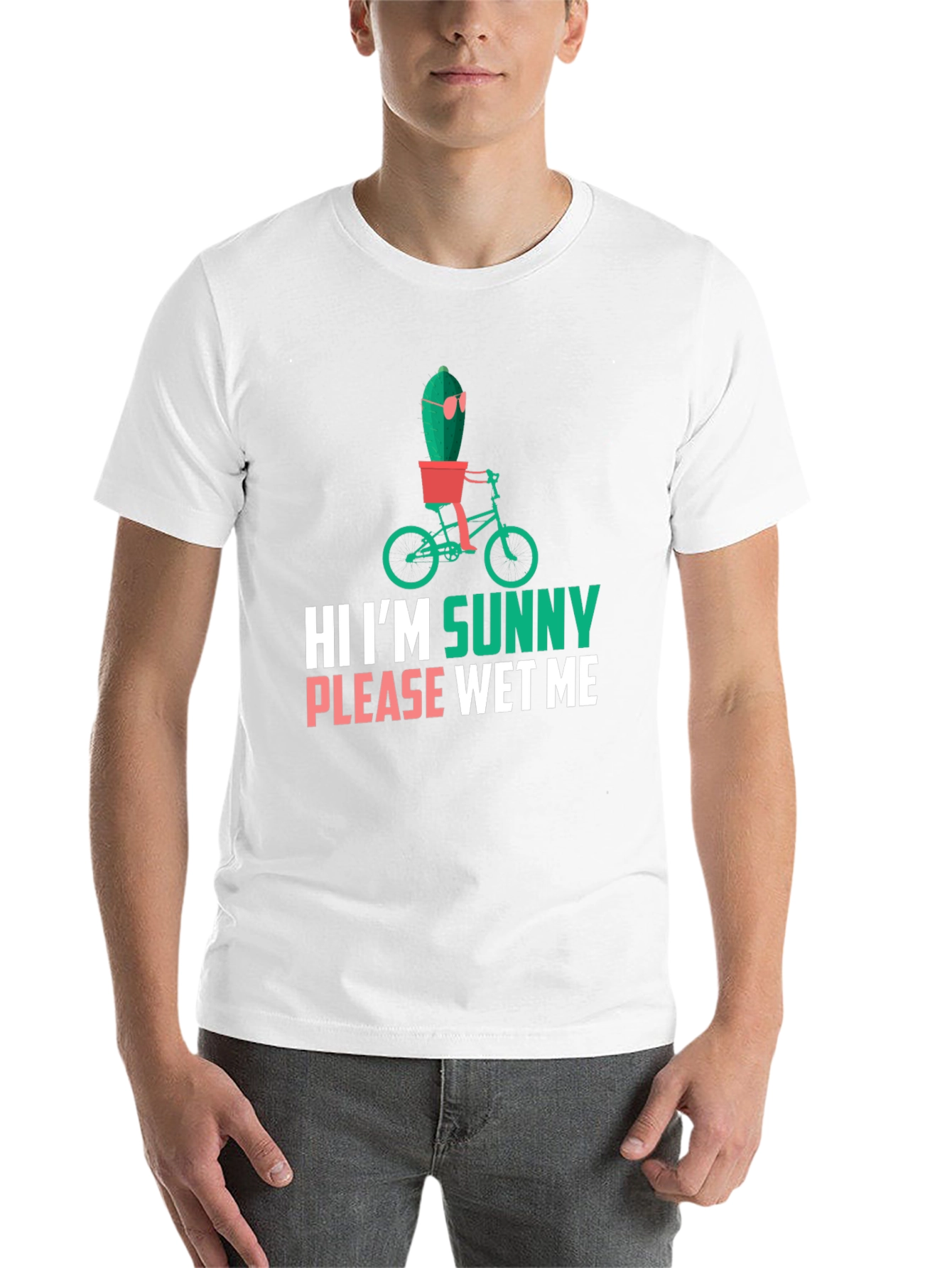 Black Funny Cactus T-Shirt - "Hi I'm Sunny, Please Wet Me" view 14
