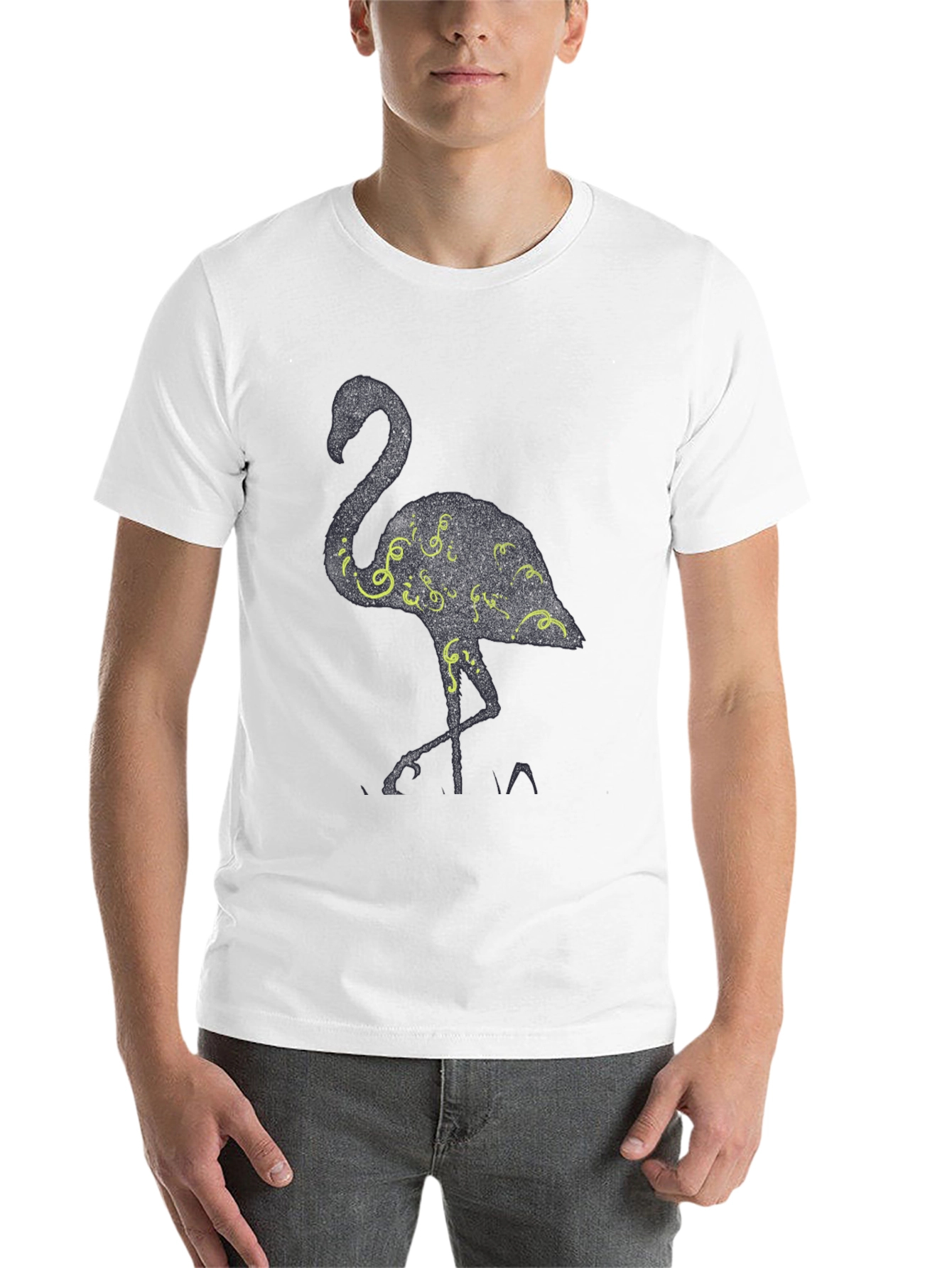 Black Flamingo Graphic Tee - Black Cotton Blend T-Shirt view 14