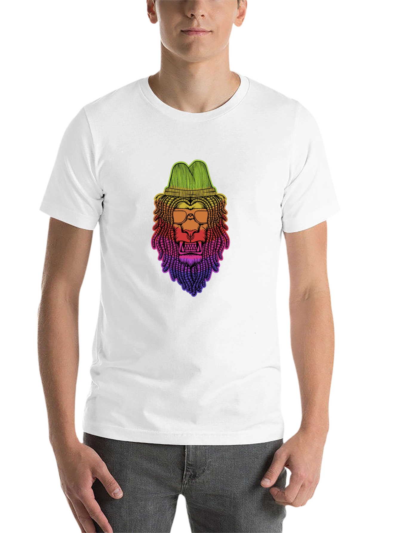 Black Rasta Lion Graphic Tee - Cool Reggae Style view 14