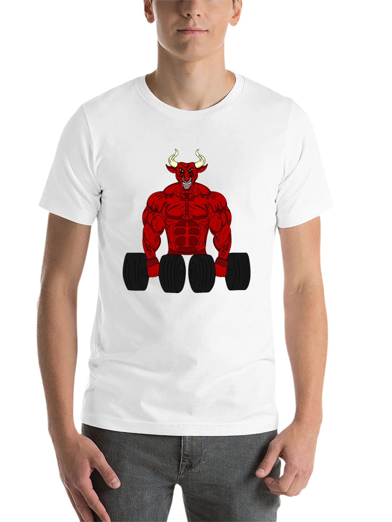 Black Red Devil Bull Gym T-Shirt view 14