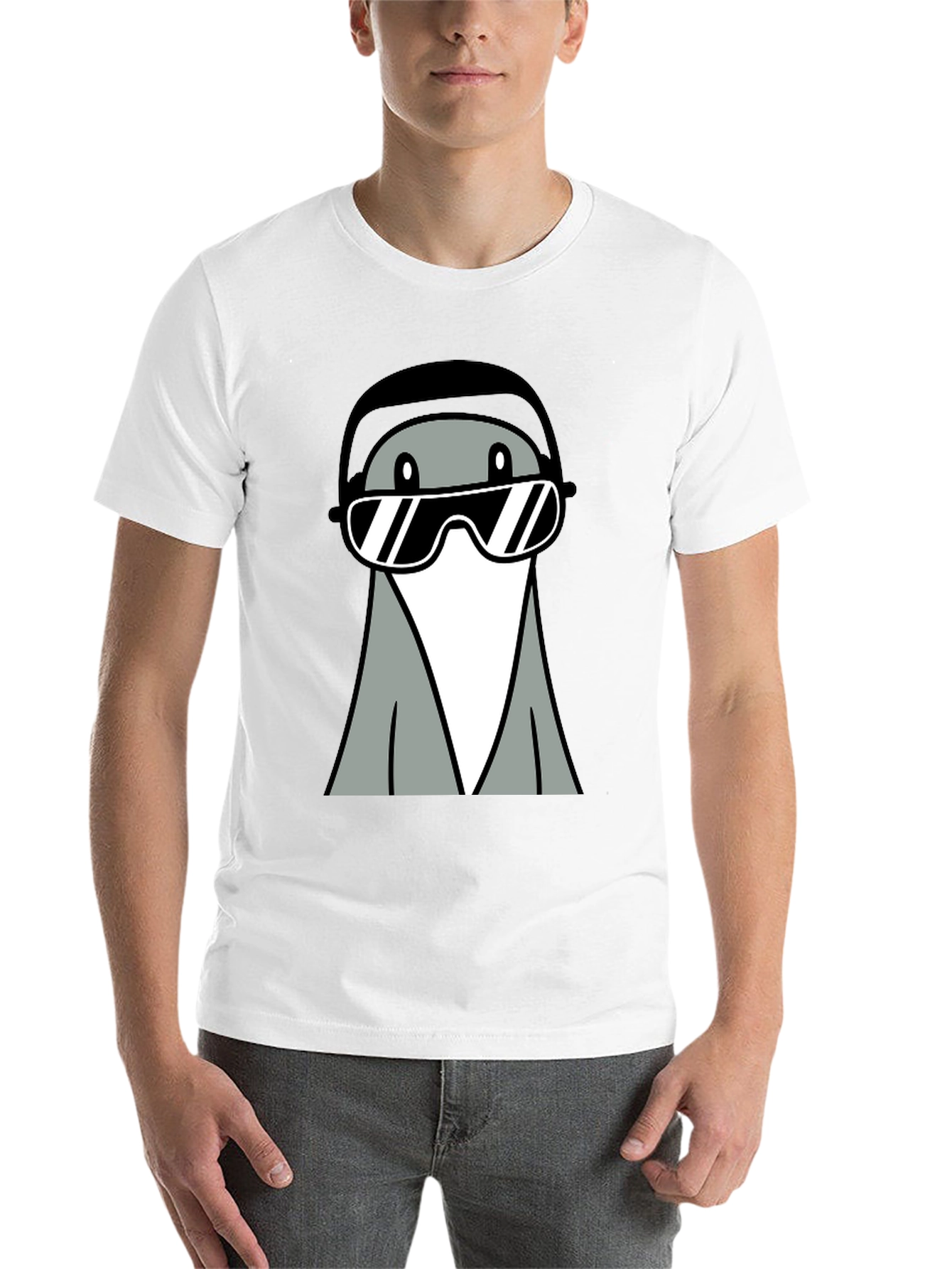 Black Cool Gray Cartoon Character Tee view 14