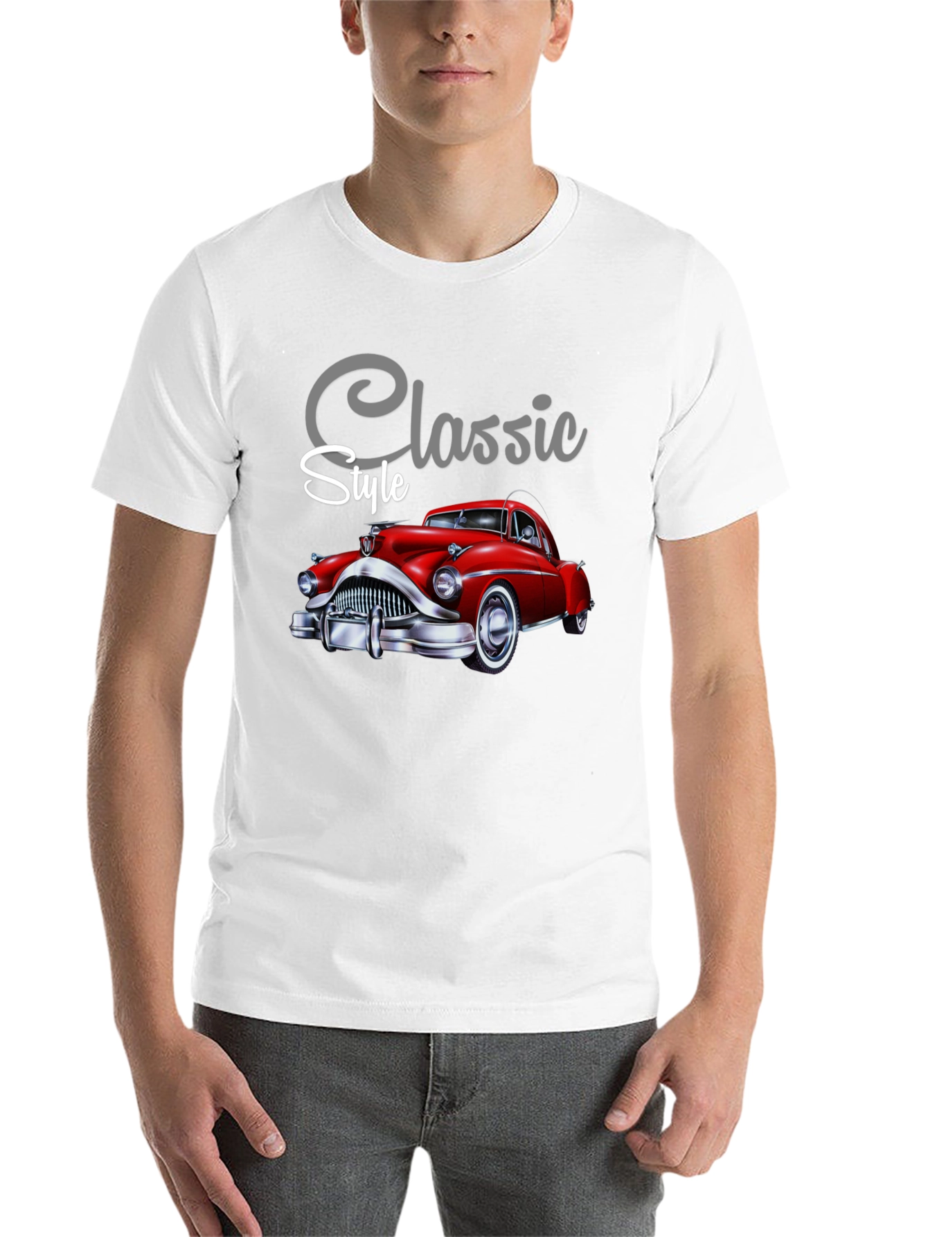 Black Classic Style Car Graphic Tee - Soft Cotton Blend view 14