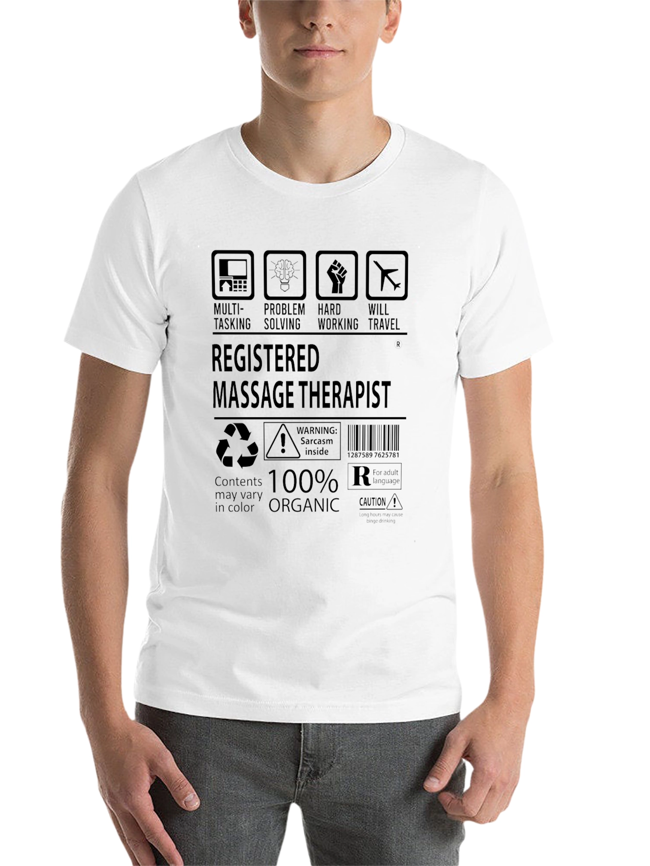Black Registered Massage Therapist T-Shirt - 100% Organic view 14