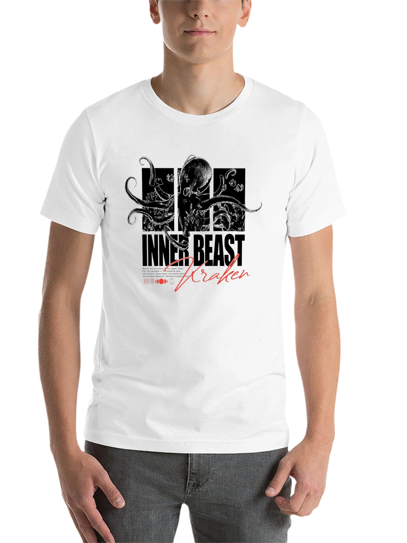 Black Inner Beast Kraken Black Graphic T-Shirt view 14