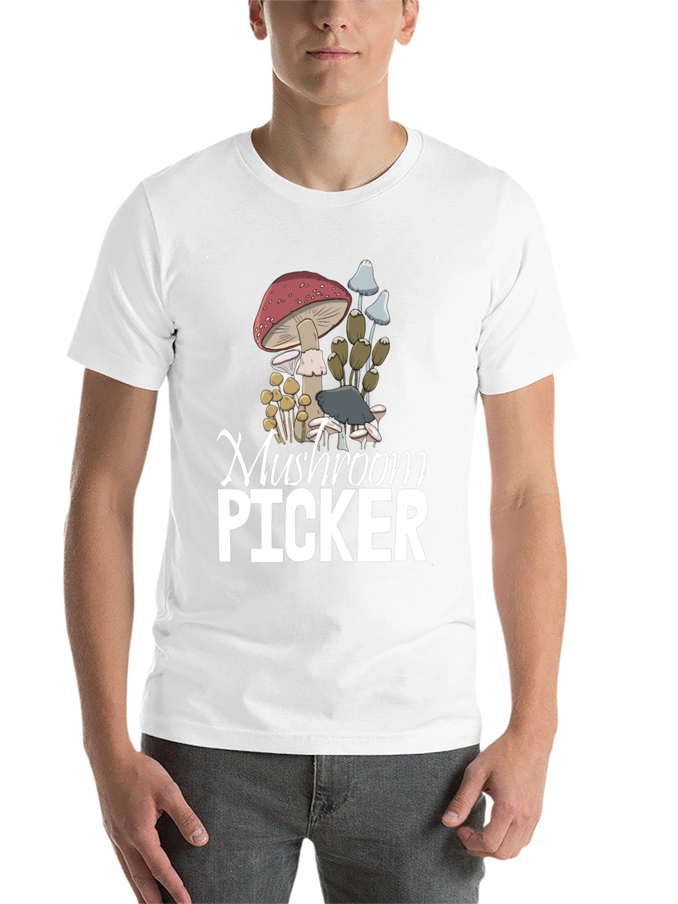 Black Mushroom Picker Graphic T-Shirt view 14