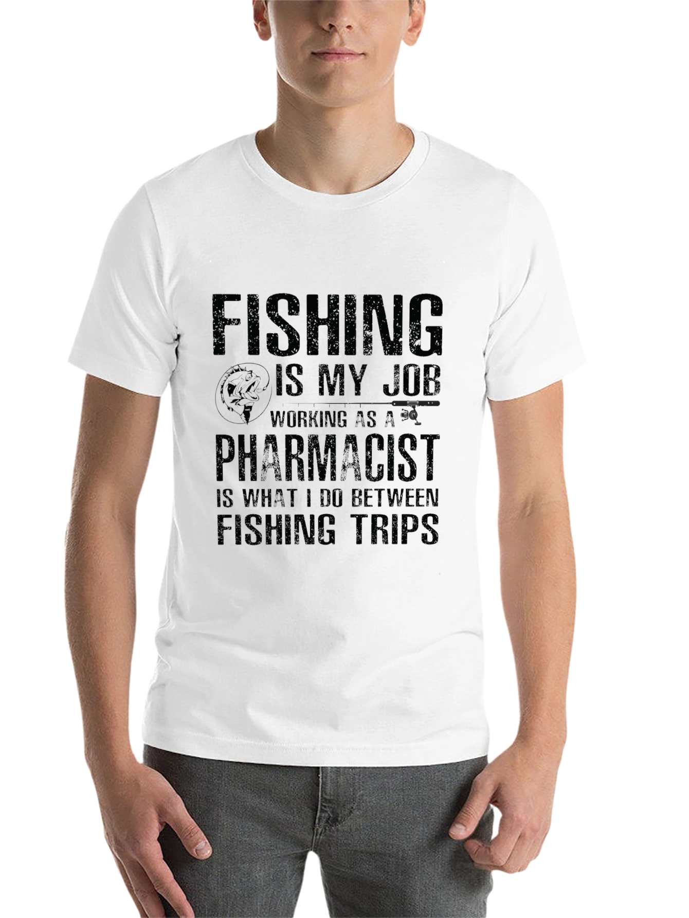 Black Fishing Pharmacist T-Shirt - Black Cotton Tee view 14