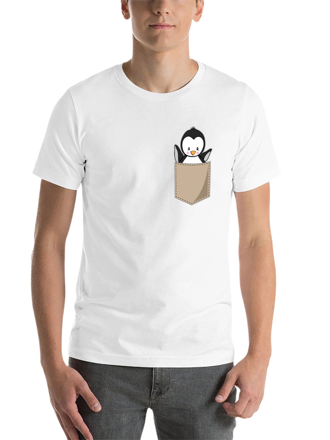 Black Cute Penguin Pocket Graphic Tee view 14