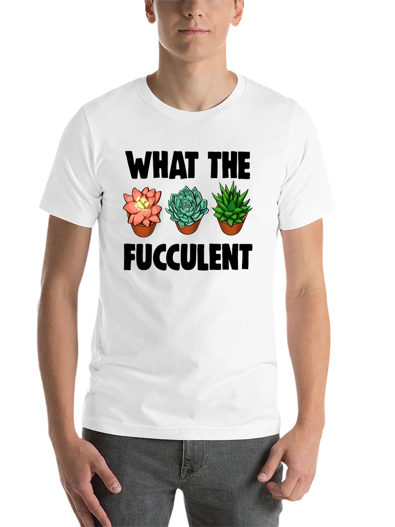 Black What The Fucculent T-Shirt - Funny Succulent Lover Tee view 14