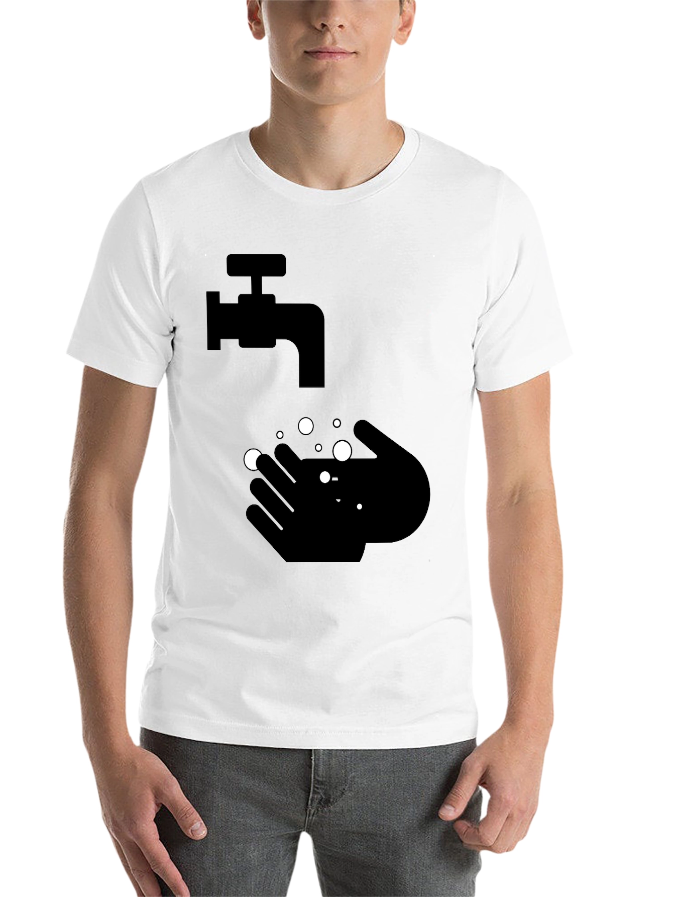 Black Wash Your Hands Graphic Tee - Black view 14