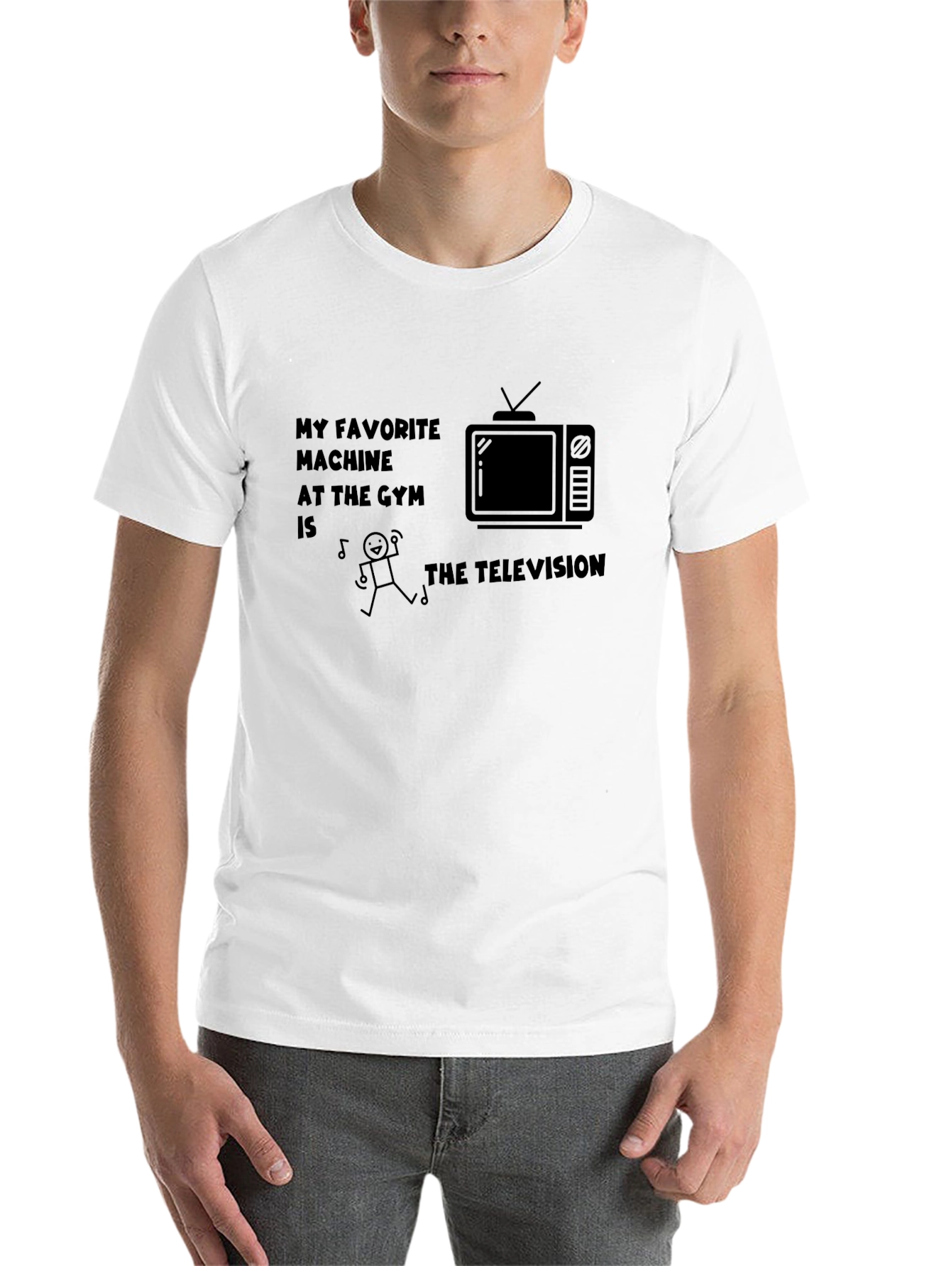 Black Funny Gym Television T-Shirt view 14