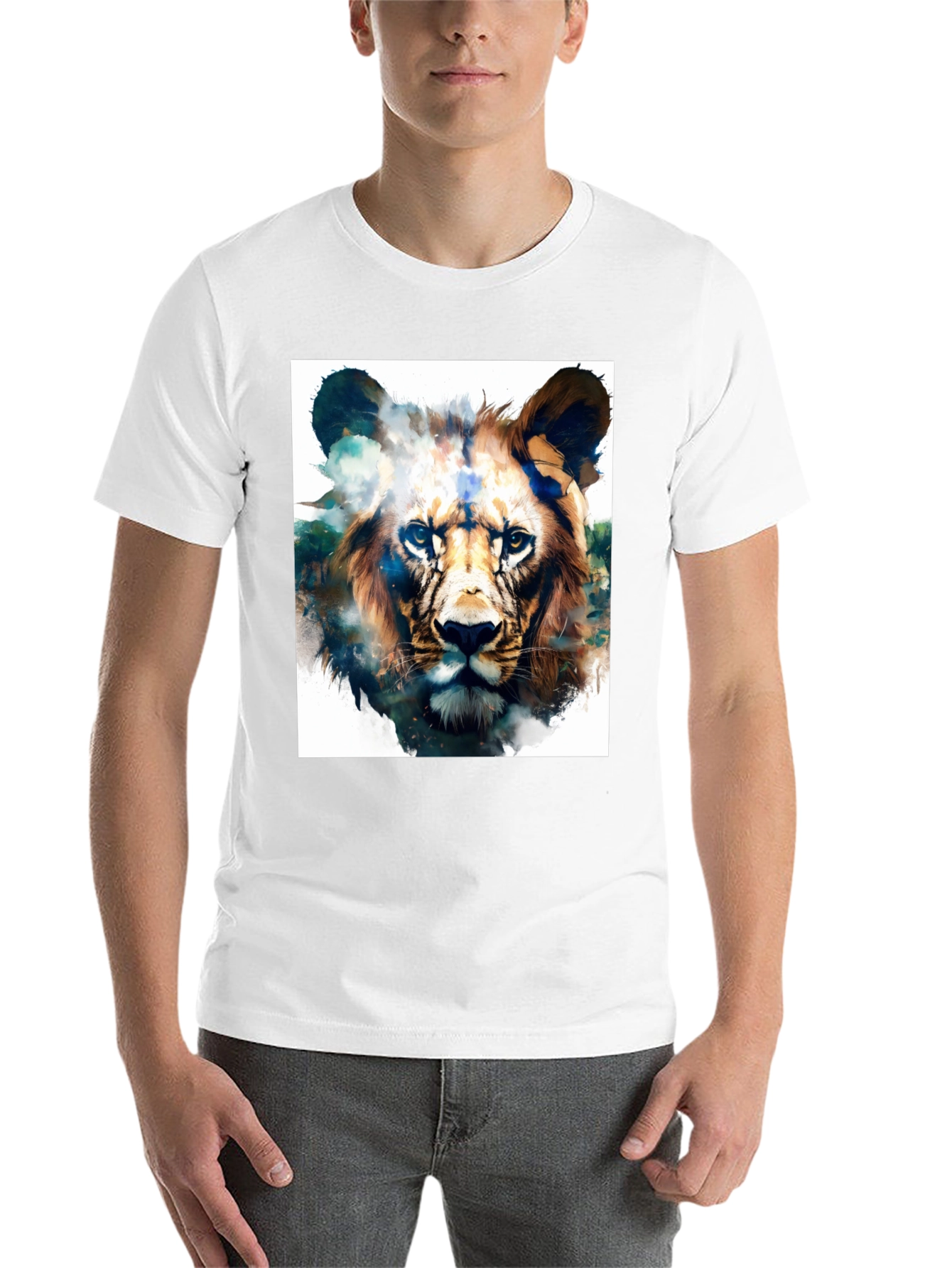 Black Lion Graphic Black T-Shirt - Artistic Animal Tee view 14