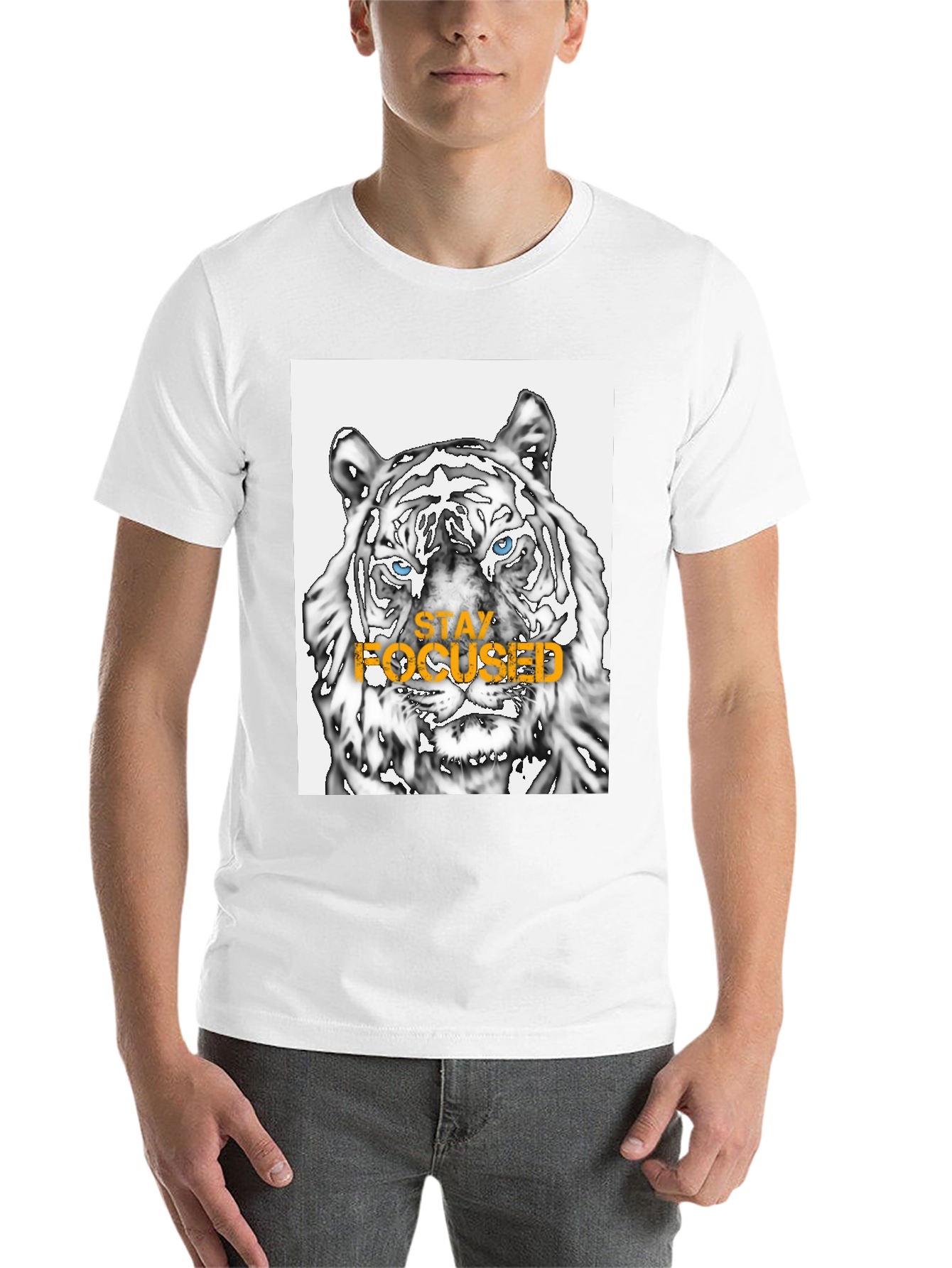 Black Stay Focused Tiger Graphic Tee - Black view 14