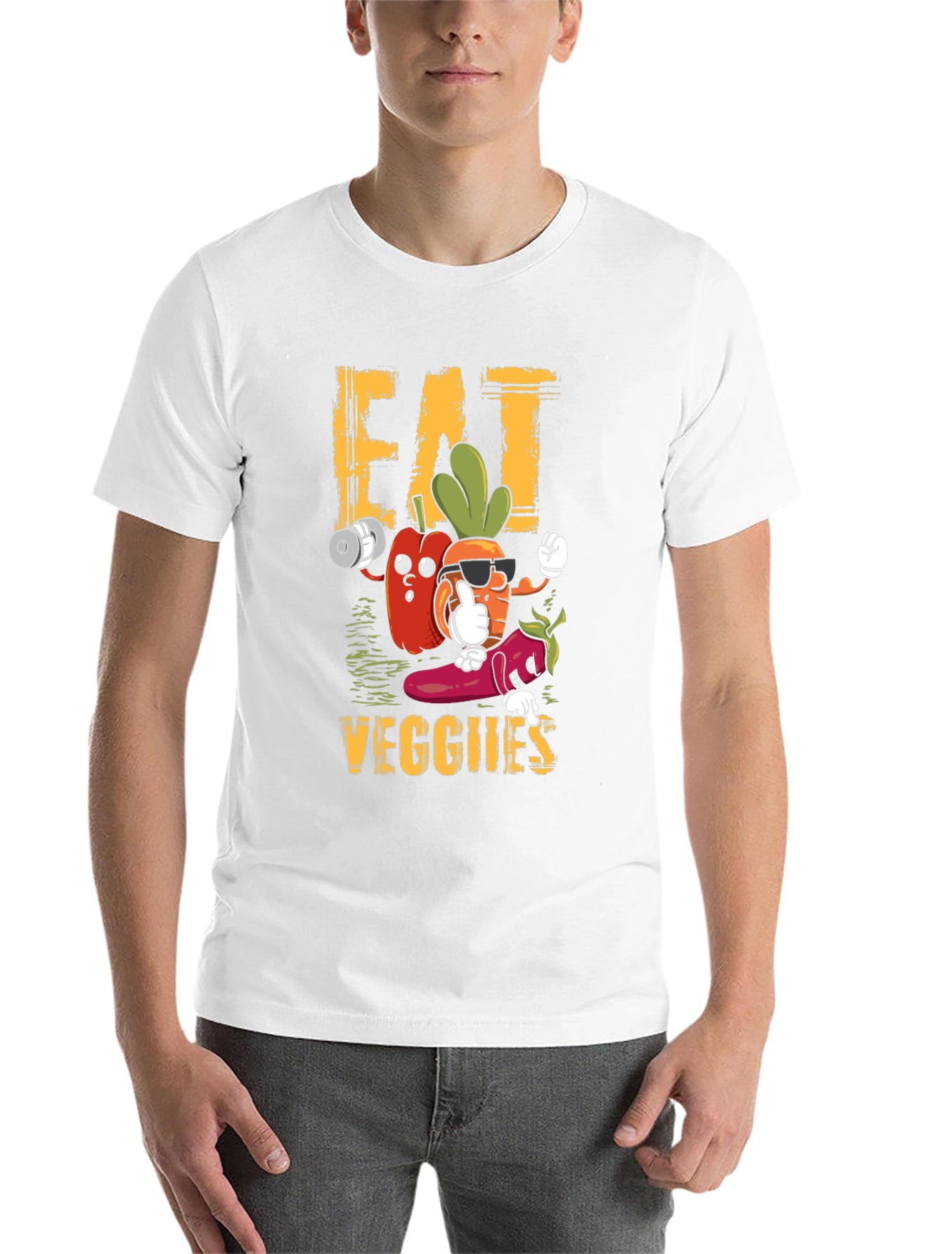 Eat Veggies T-Shirt - Cartoon Veggie Characters - 14