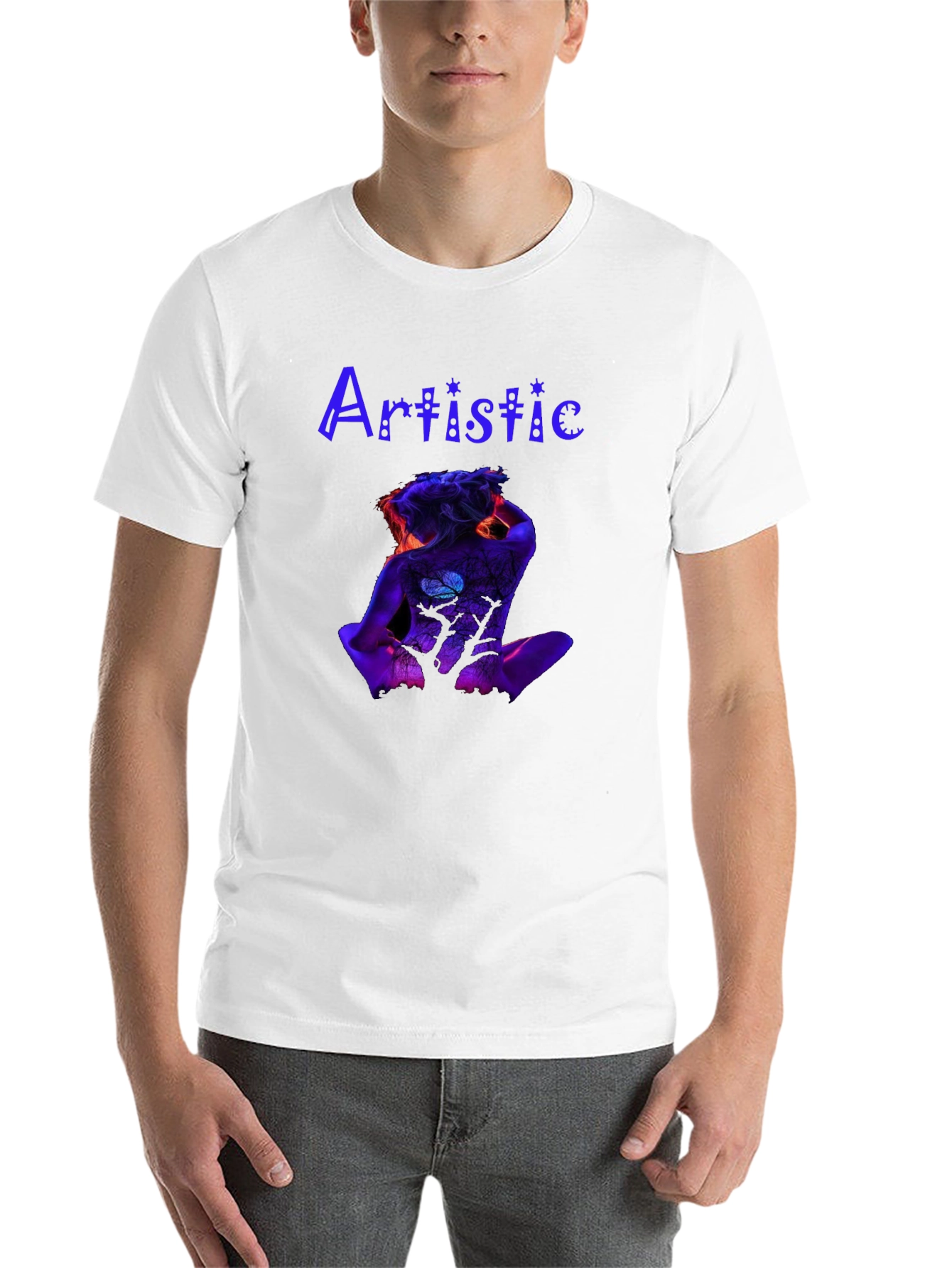 Black Artistic Body Art Print Black Tee view 14