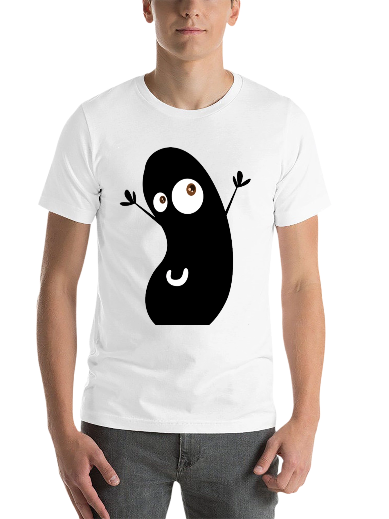 Black Funny Black Bean Cartoon Graphic Tee - Casual Comfort view 14