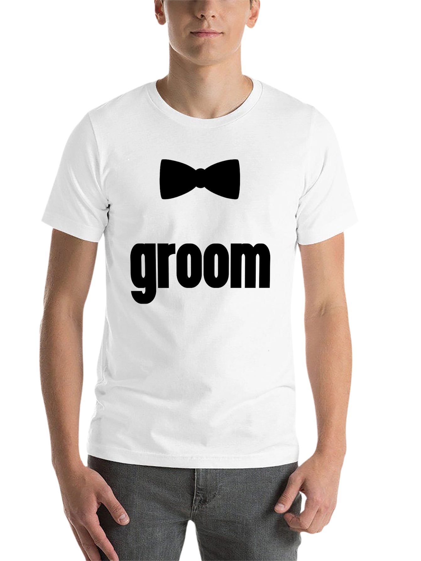 Black Groom Bow Tie T-Shirt - Wedding Party Tee view 14