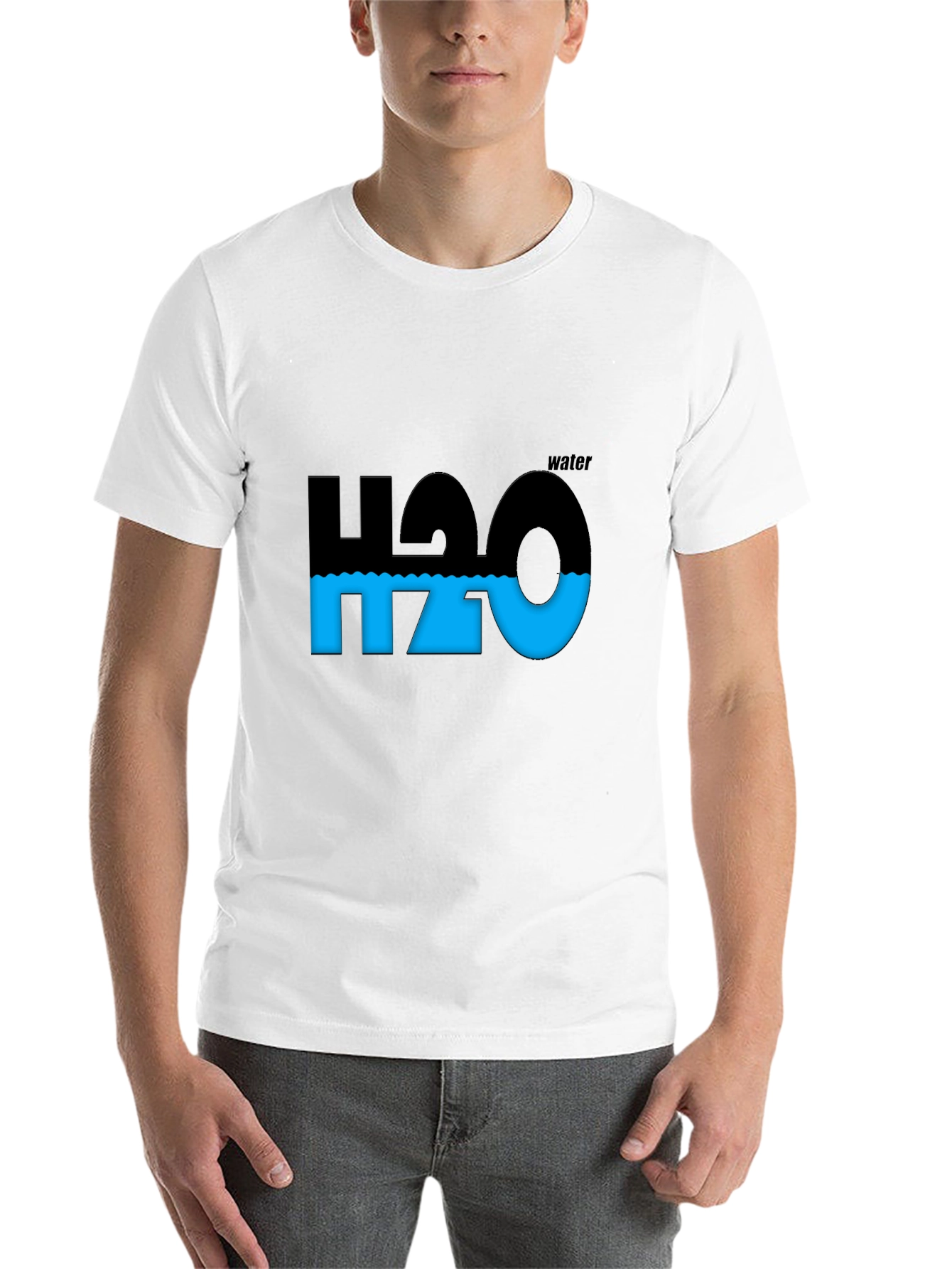 Black H2O Water Molecule Graphic Black T-Shirt view 14