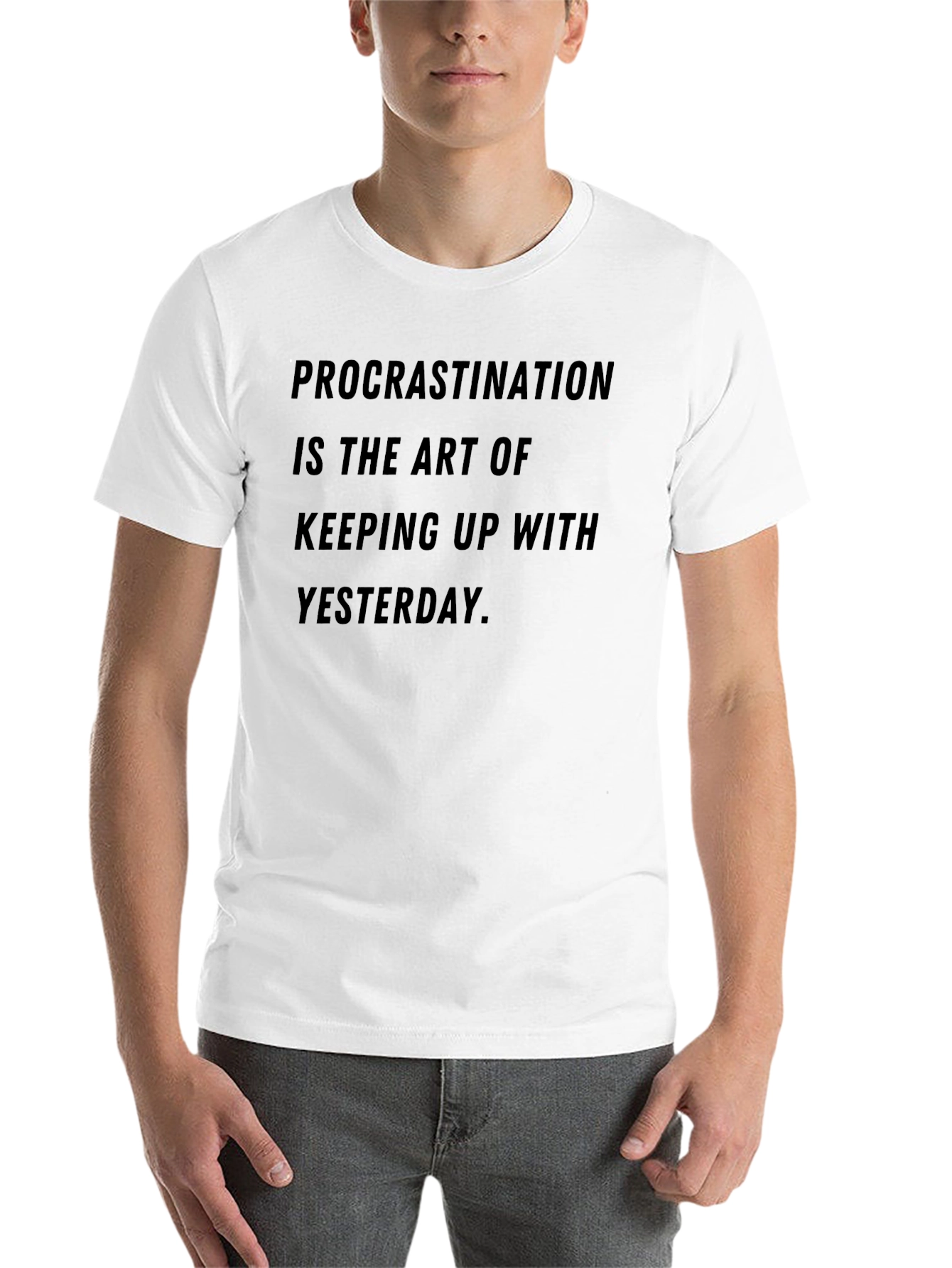 Black Procrastination Art T-Shirt - Humorous Graphic Tee view 14