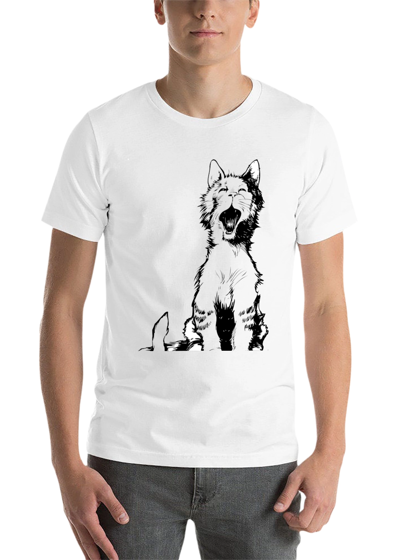 Black Black Cat Yawning Graphic Tee view 14